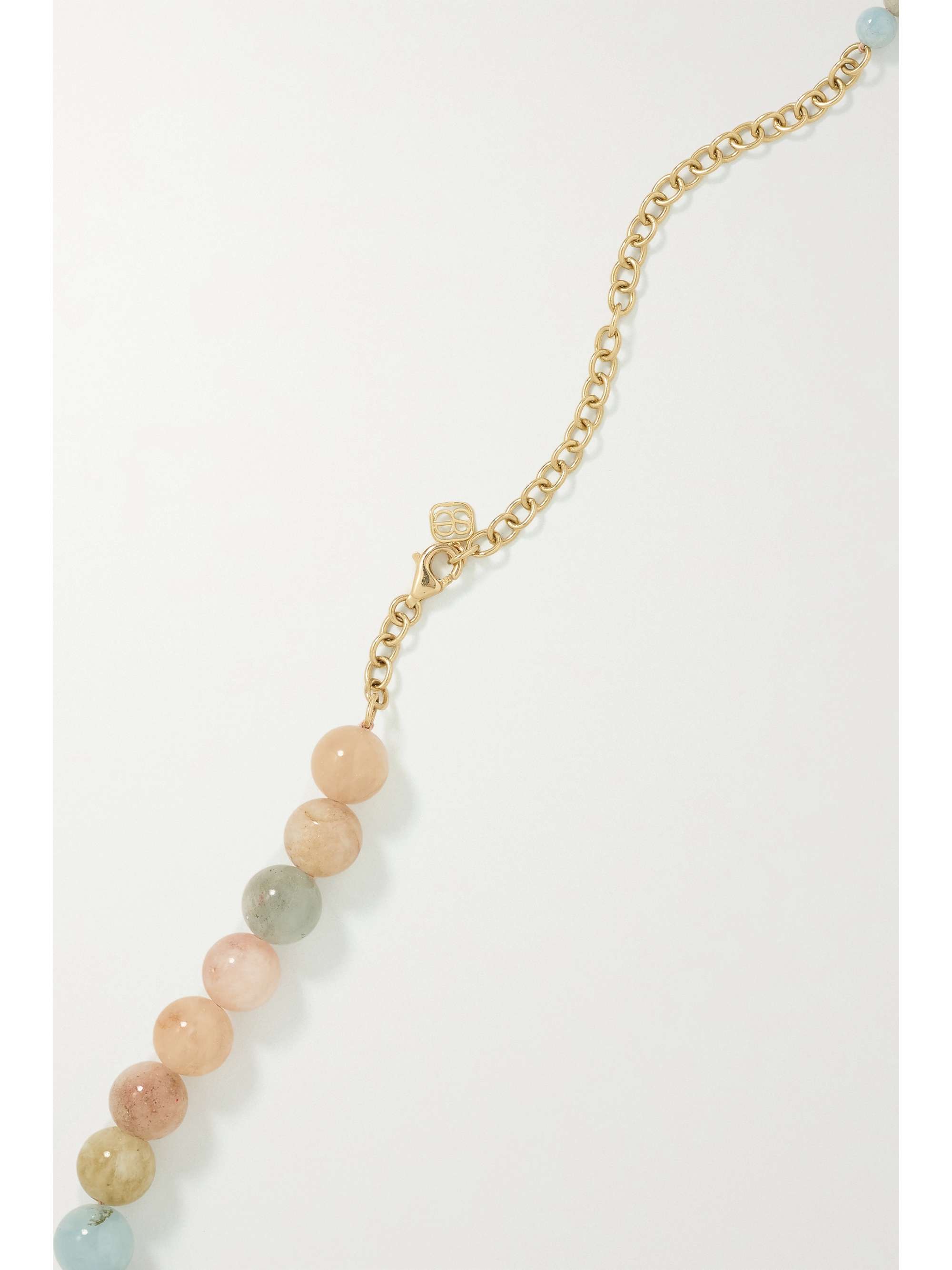 SYDNEY EVAN Large Scallop Heart 14-karat gold, morganite and diamond necklace