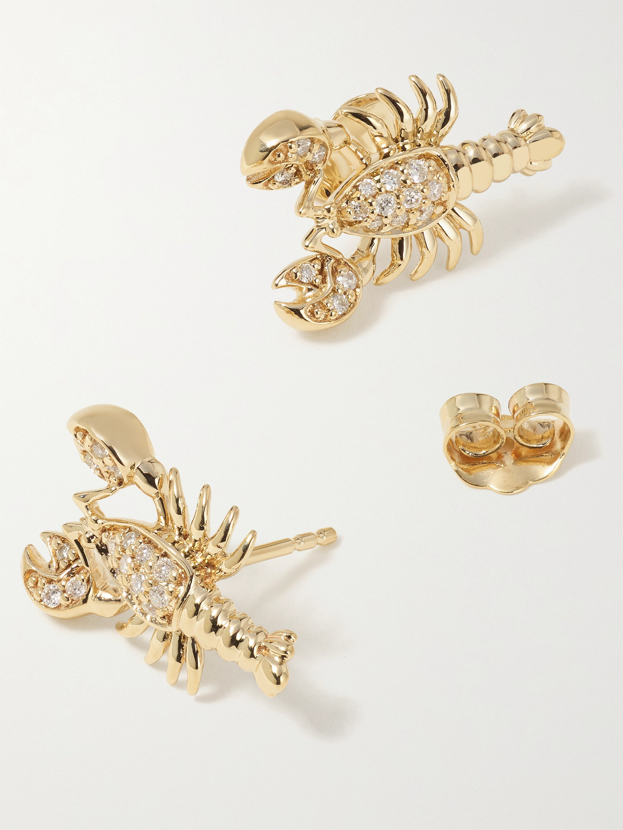 Shop Sydney Evan Lobster 14-karat Gold Diamond Earrings