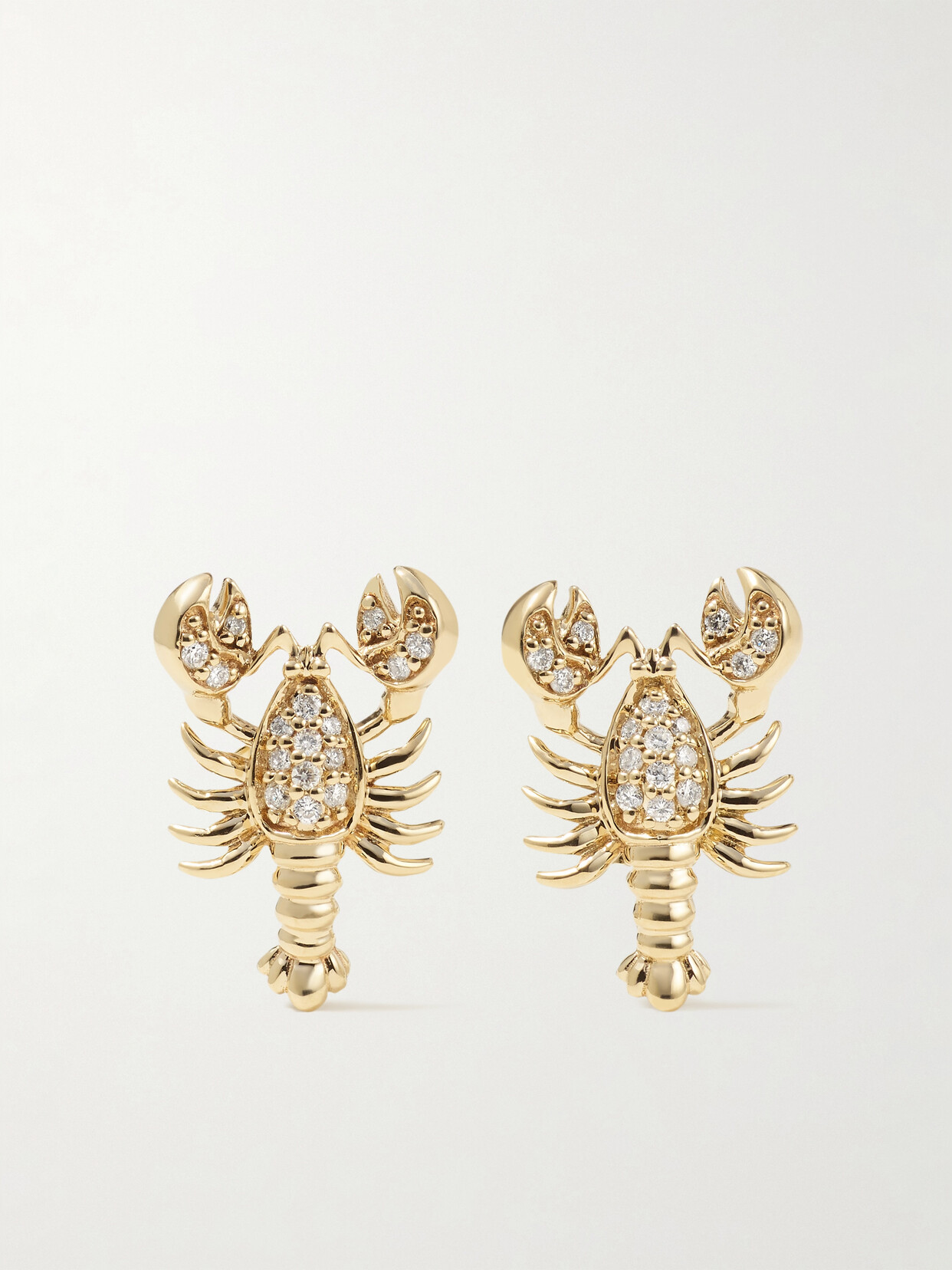 Sydney Evan Lobster 14-karat Gold Diamond Earrings