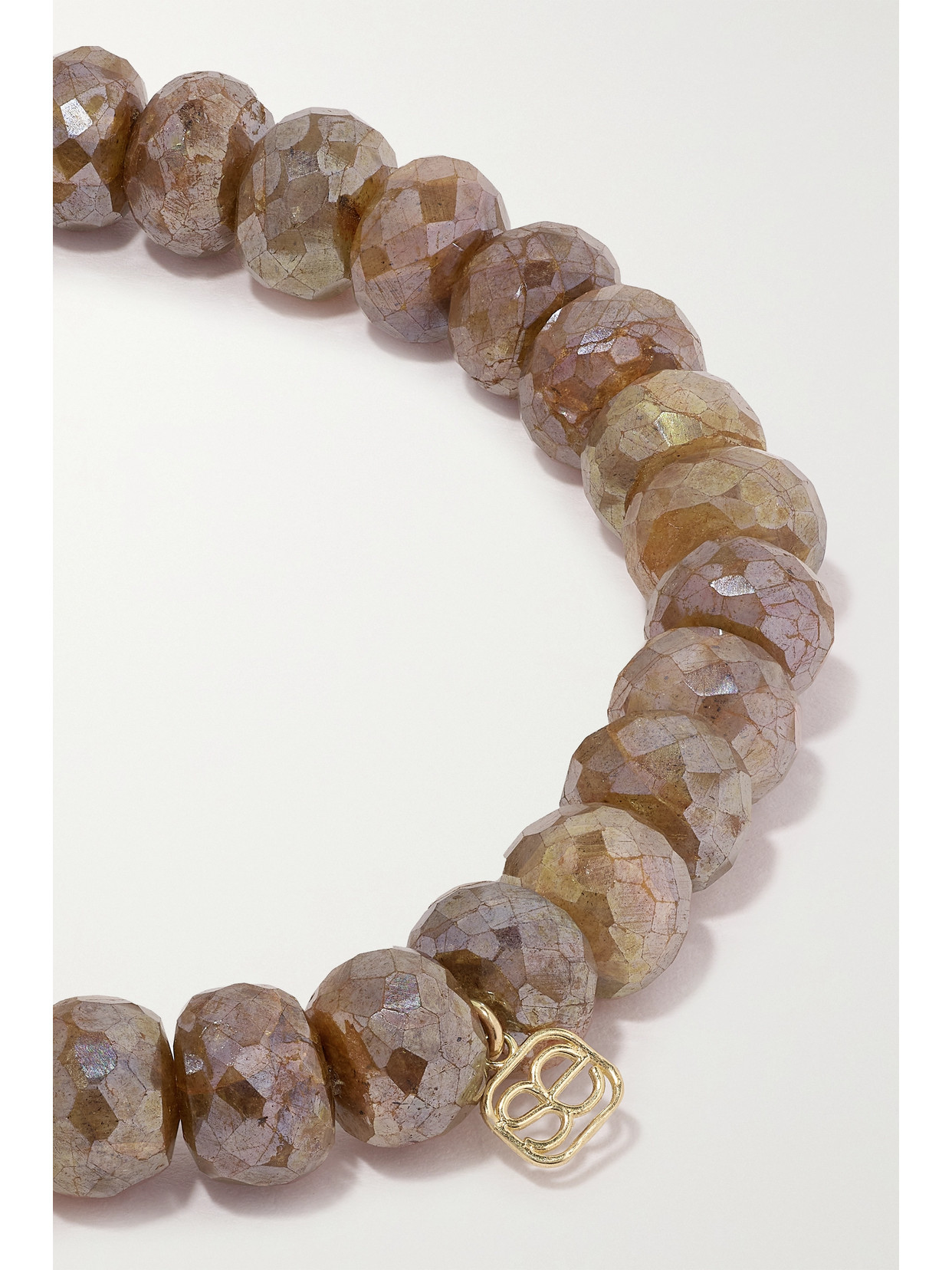 Sydney Evan Tiny Feather 14-karat Gold, Labradorite And Diamond Bracelet In Brown