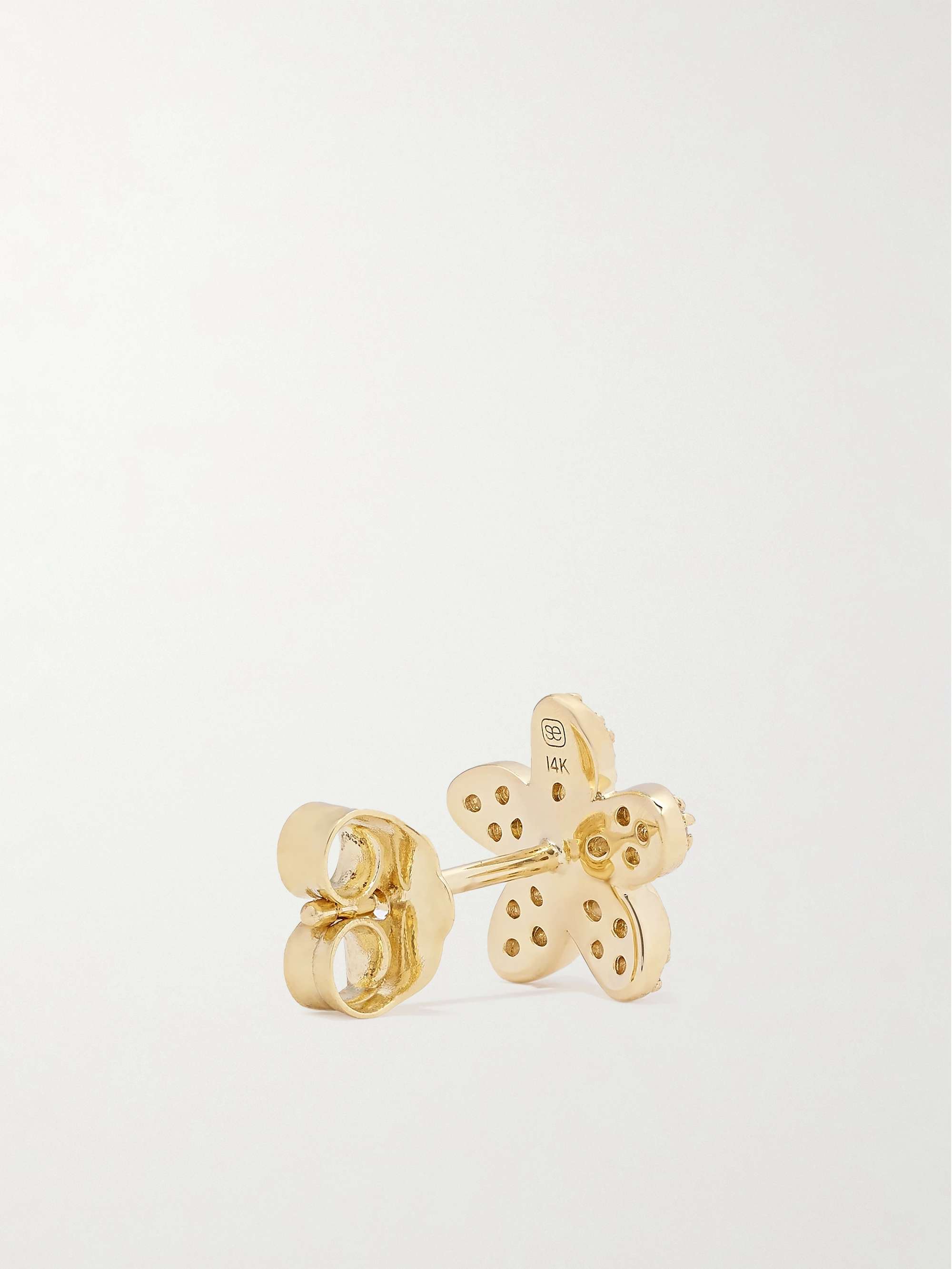 SYDNEY EVAN Plumeria 14-karat gold diamond earrings