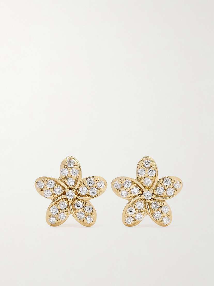 Sydney Evan Plumeria 14-karat Gold Diamond Earrings