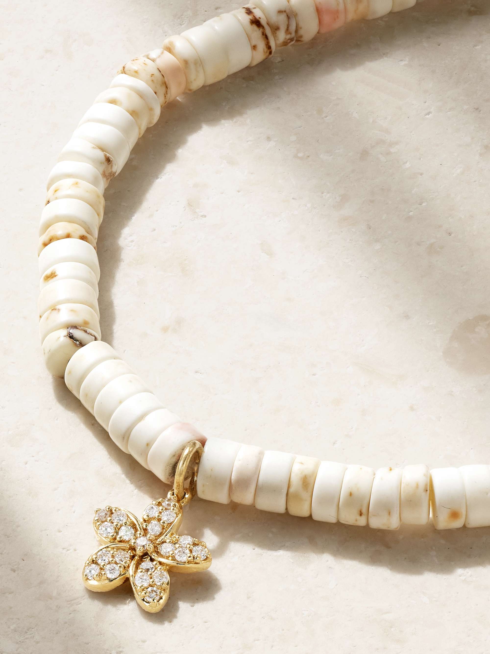 SYDNEY EVAN سوار Small Plumeria من الذهب 14 قيراط والفيروز والألماس