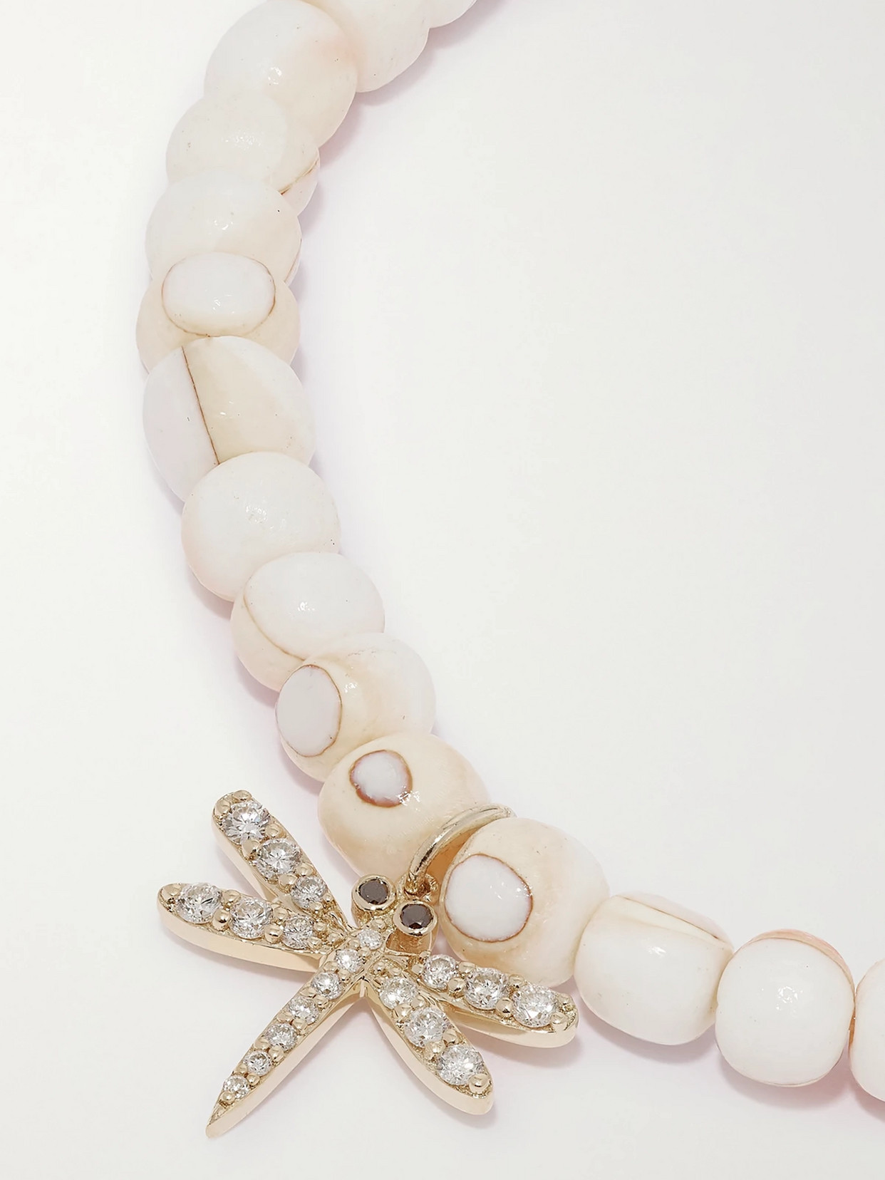 Sydney Evan Dragonfly 14-karat Gold, Shell And Diamond Bracelet In Gold