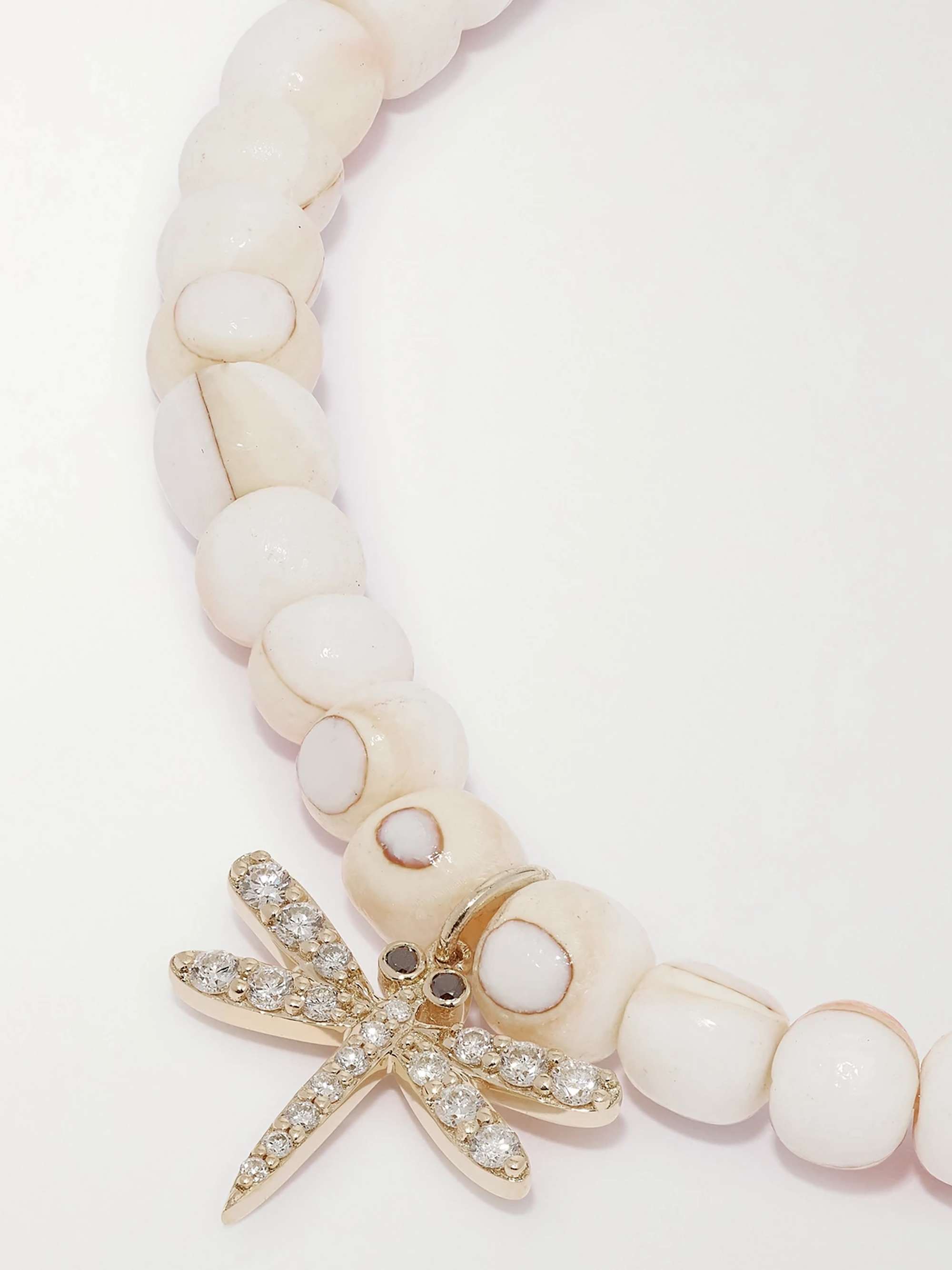 SYDNEY EVAN Dragonfly 14-karat gold, chrysocolla and diamond bracelet
