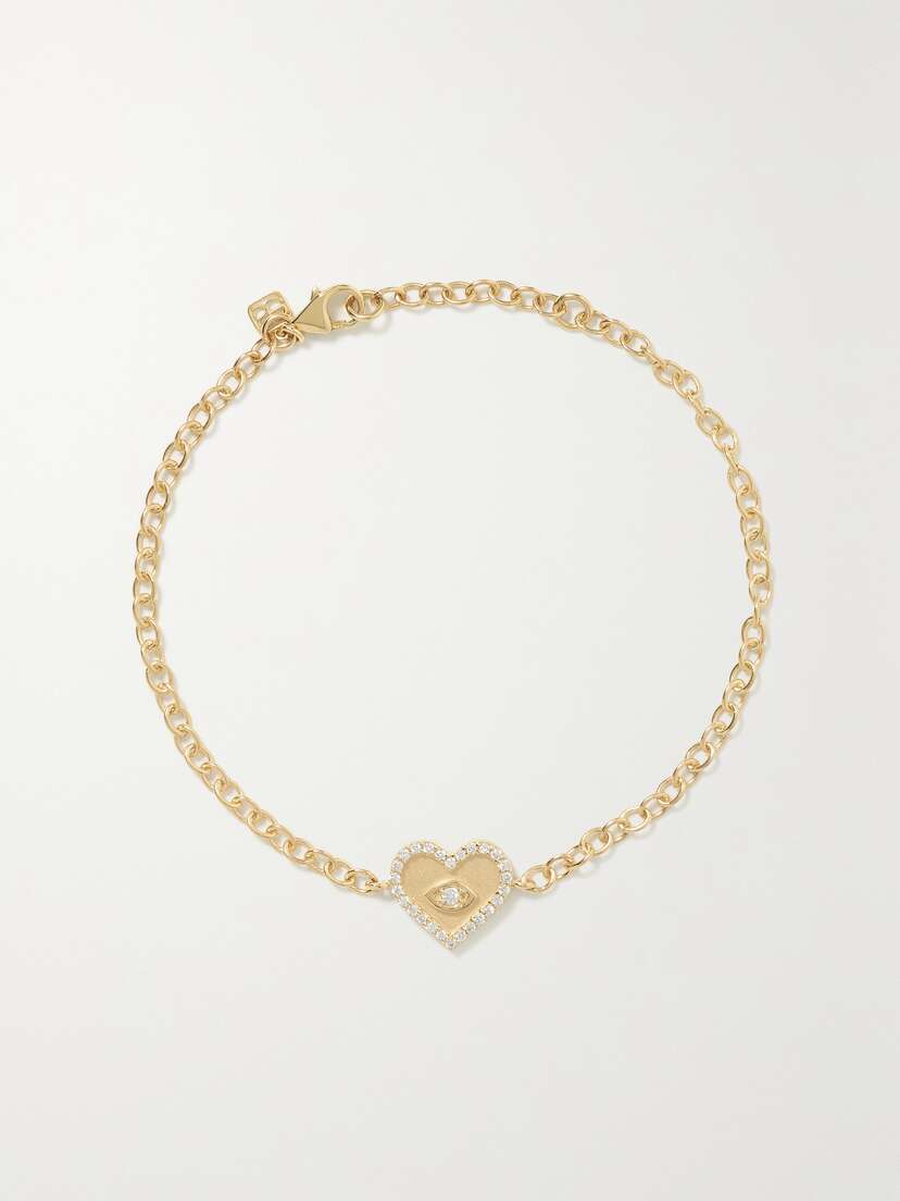 Sydney Evan Small Evil Eye 14-karat Gold Diamond Bracelet