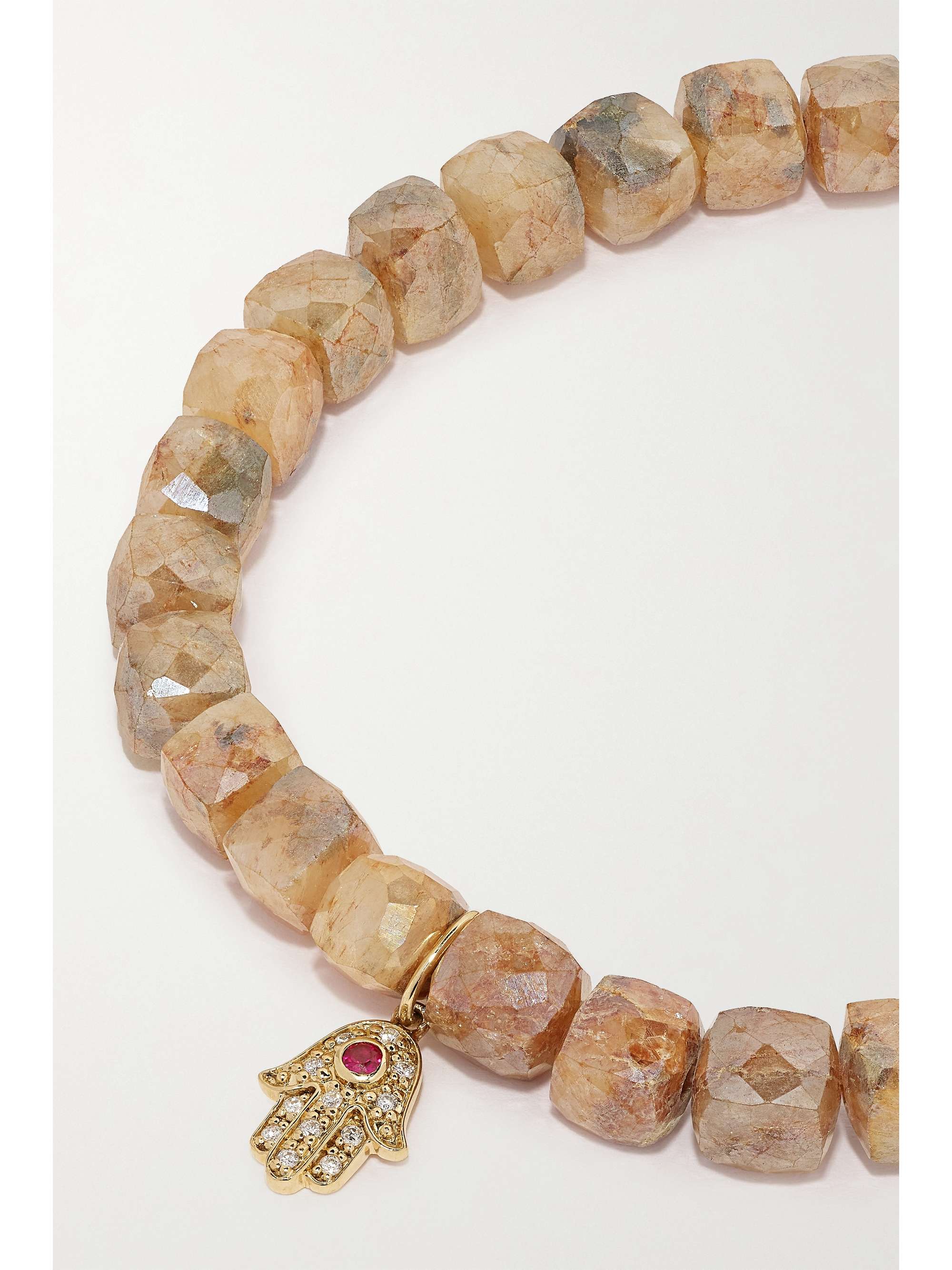 SYDNEY EVAN Small Hamsa 14K 黄金、石英、钻石手链