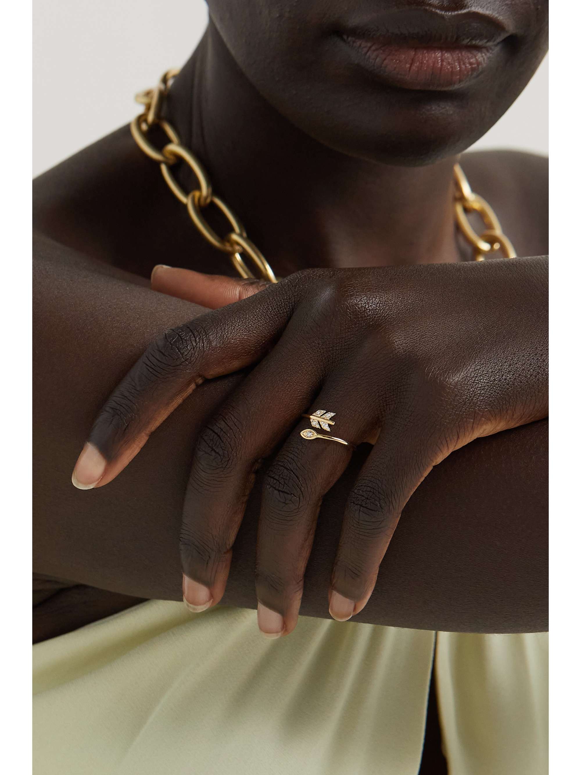 SYDNEY EVAN Evil Eye Arrow 14-karat gold diamond ring