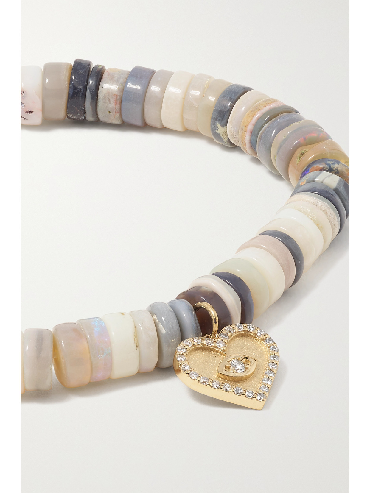 Sydney Evan Mini Evil Eye 14-karat Gold, Opal And Diamond Bracelet In White