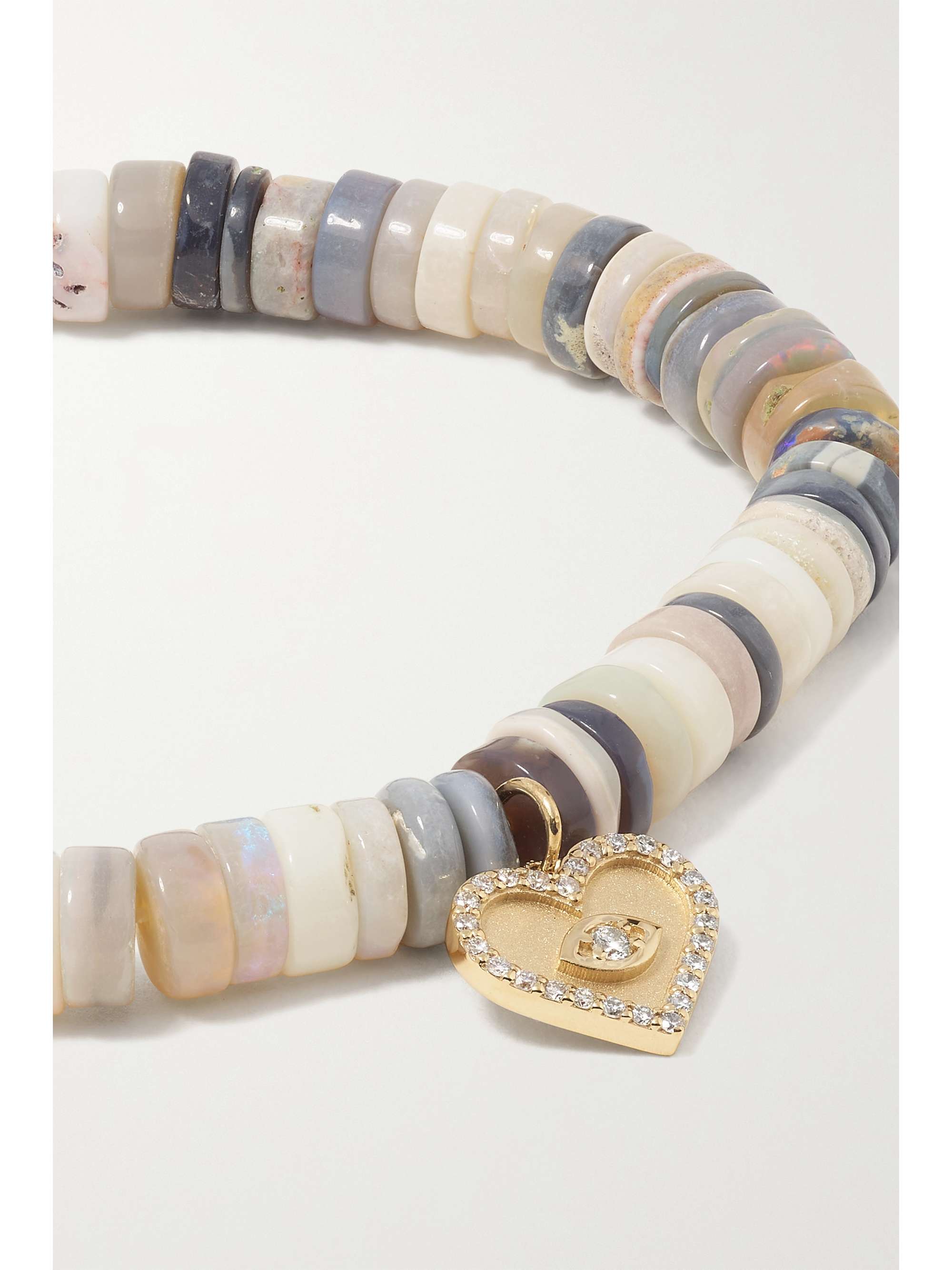 SYDNEY EVAN Mini Heart 14-karat gold, opal and diamond bracelet