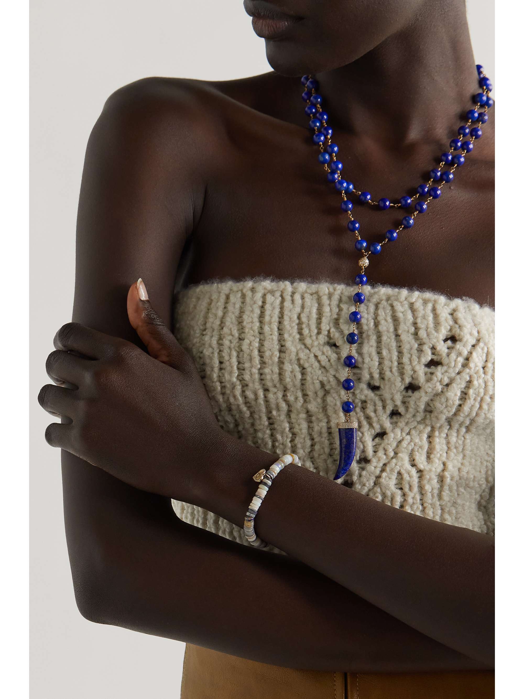 SYDNEY EVAN Mini Heart 14-karat gold, opal and diamond bracelet