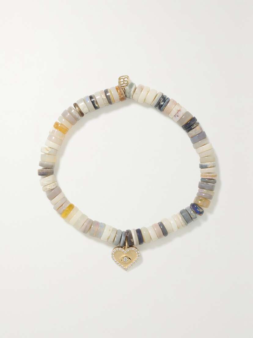 Sydney Evan Mini Evil Eye 14-karat Gold, Opal And Diamond Bracelet