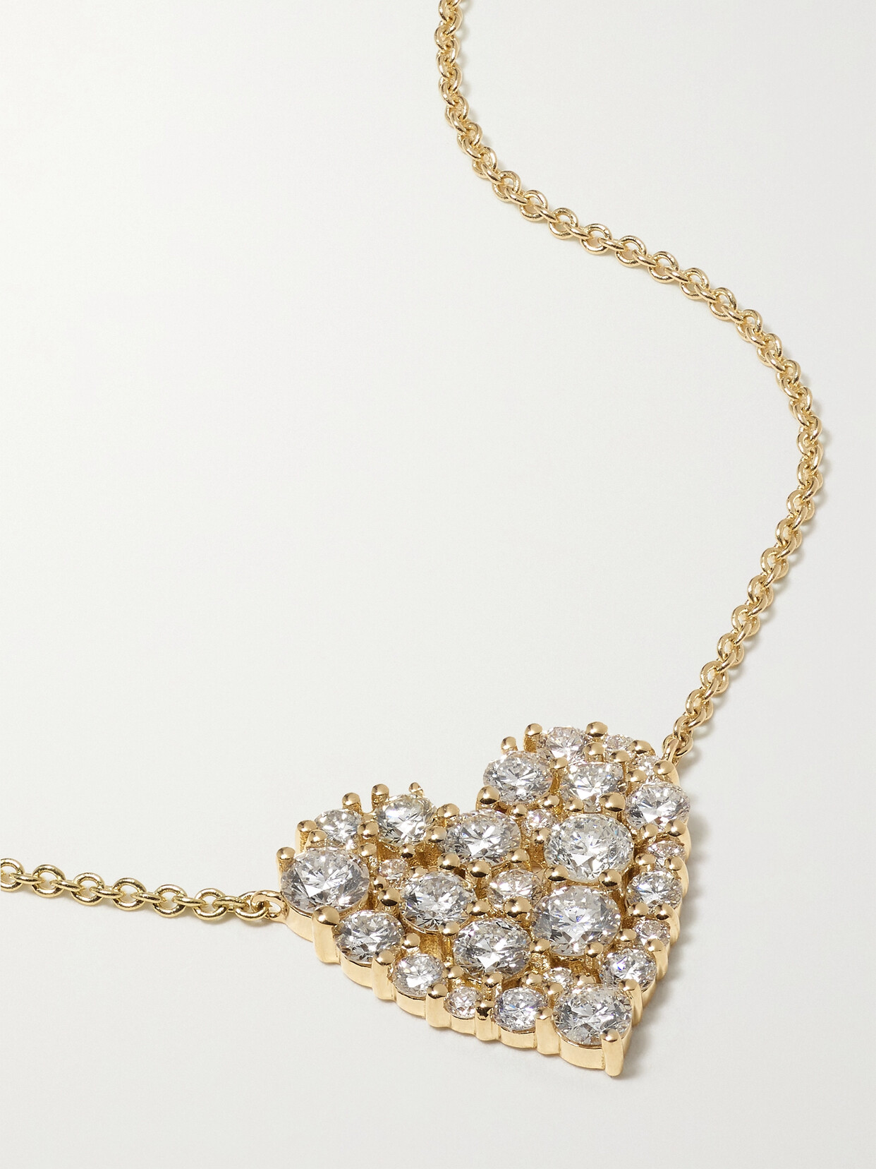 Sydney Evan Cocktail Heart 14-karat Gold Diamond Necklace