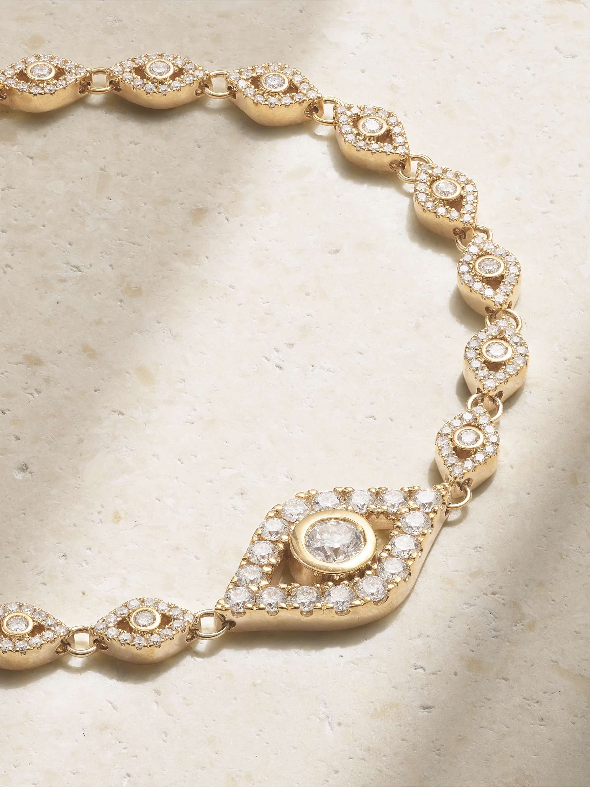 SYDNEY EVAN Large Evil Eye 14-karat gold diamond bracelet
