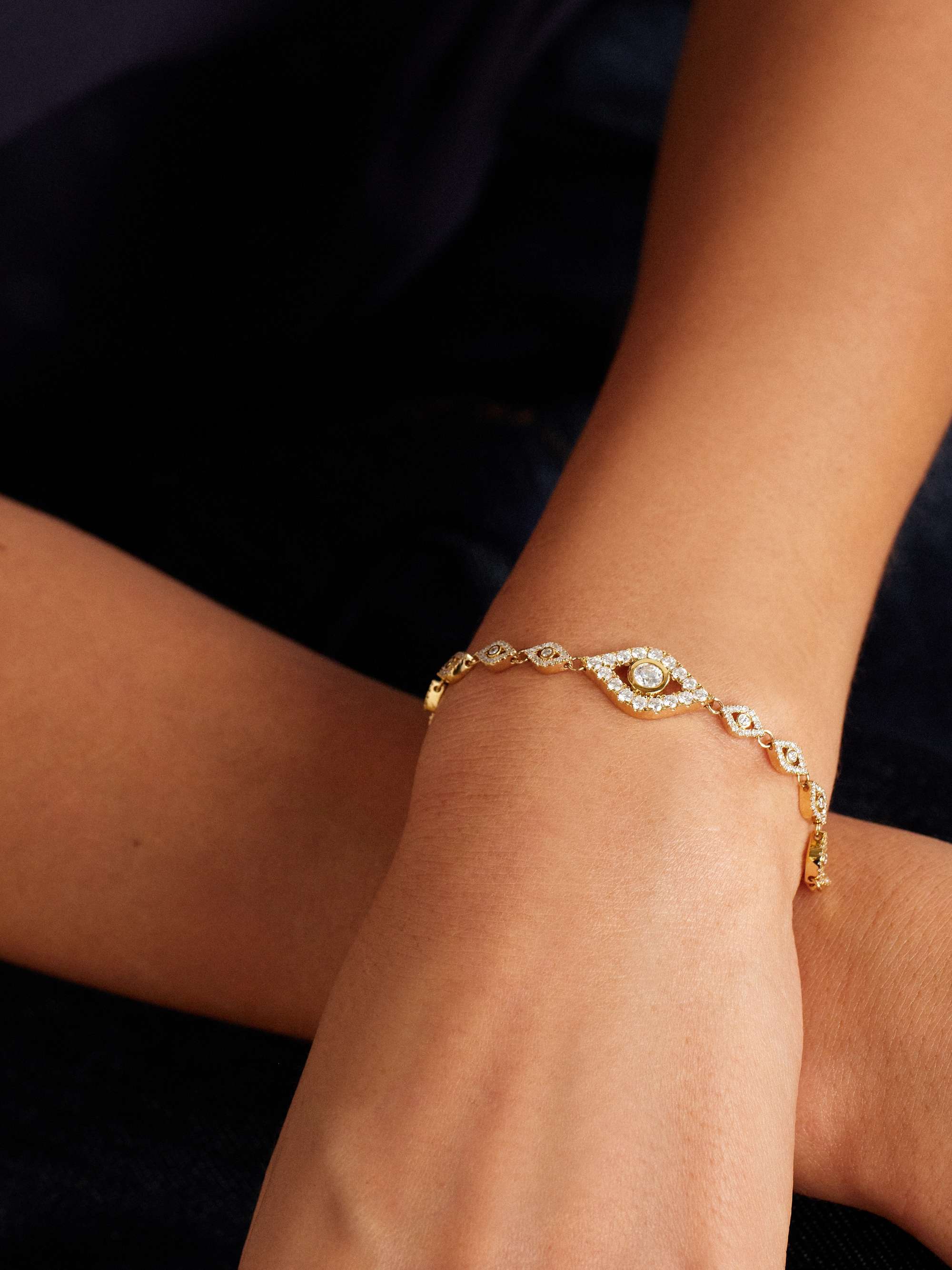 SYDNEY EVAN Large Evil Eye 14-karat gold diamond bracelet