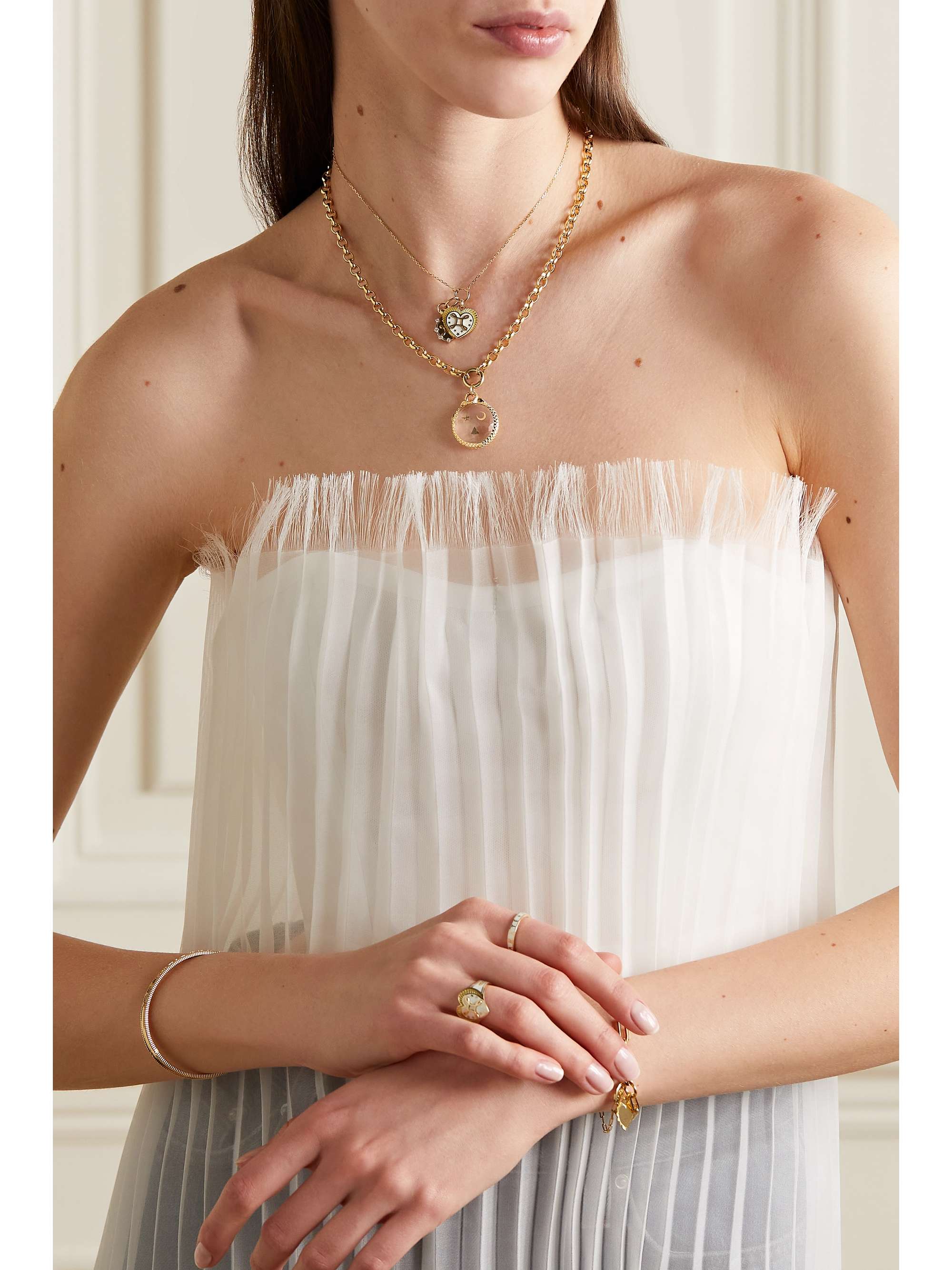 FOUNDRAE Wholeness 18-karat gold, quartz and diamond necklace