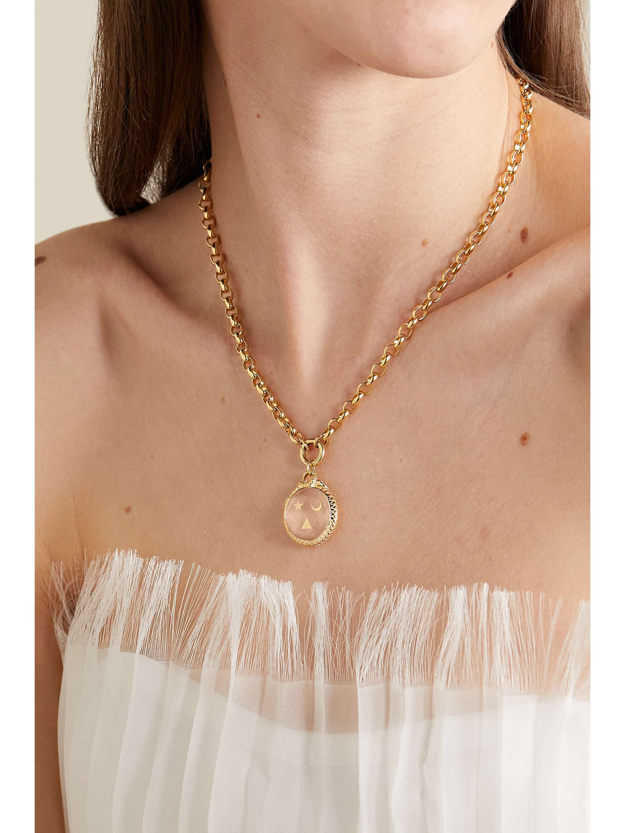 FOUNDRAE Wholeness 18-karat gold, quartz and diamond necklace