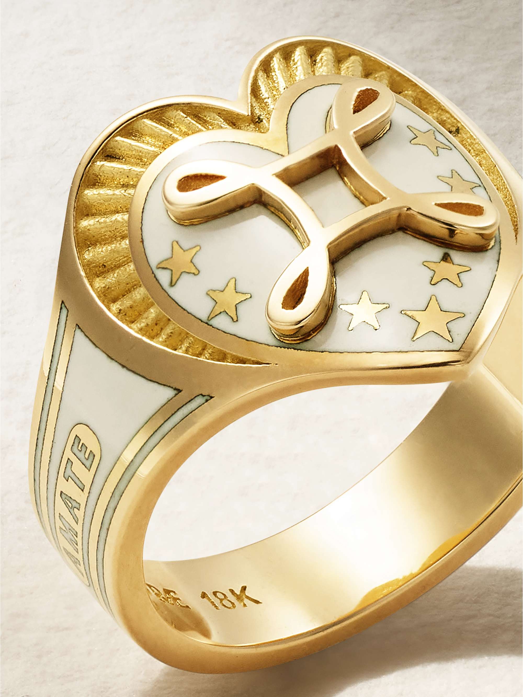 FOUNDRAE True Love 18-karat gold enamel ring