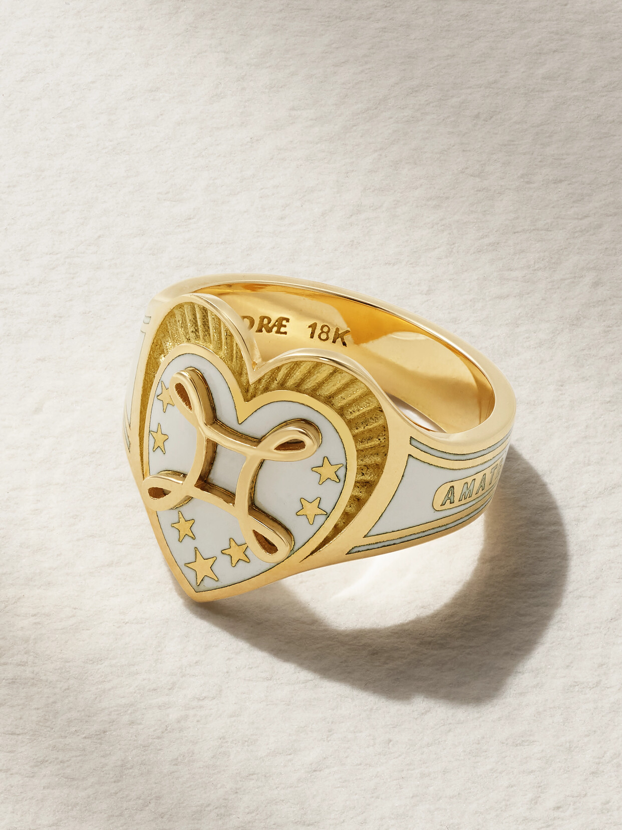 Foundrae - True Love 18-karat Gold Enamel Ring - 6