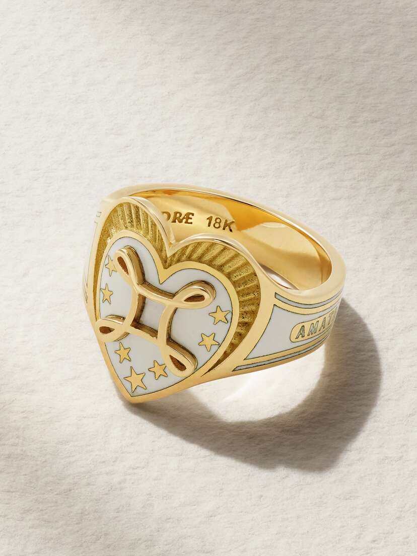 Foundrae True Love 18-karat Gold Enamel Ring