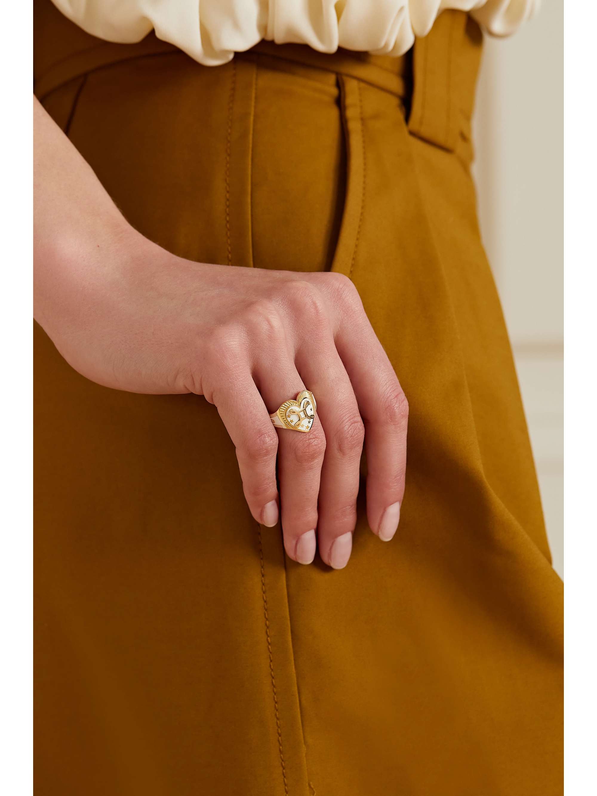 FOUNDRAE True Love 18-karat gold enamel ring