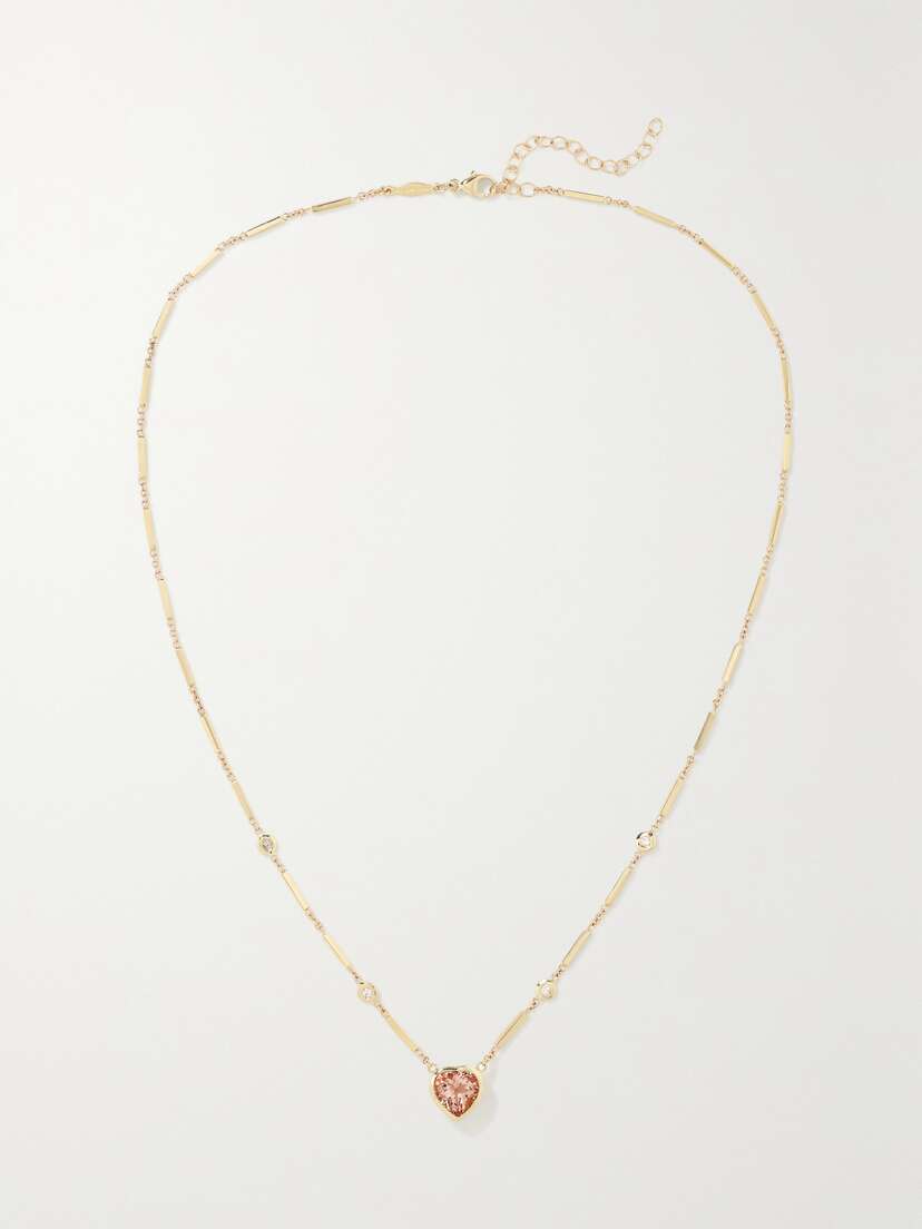 Jacquie Aiche 14-karat Gold, Morganite And Diamond Necklace