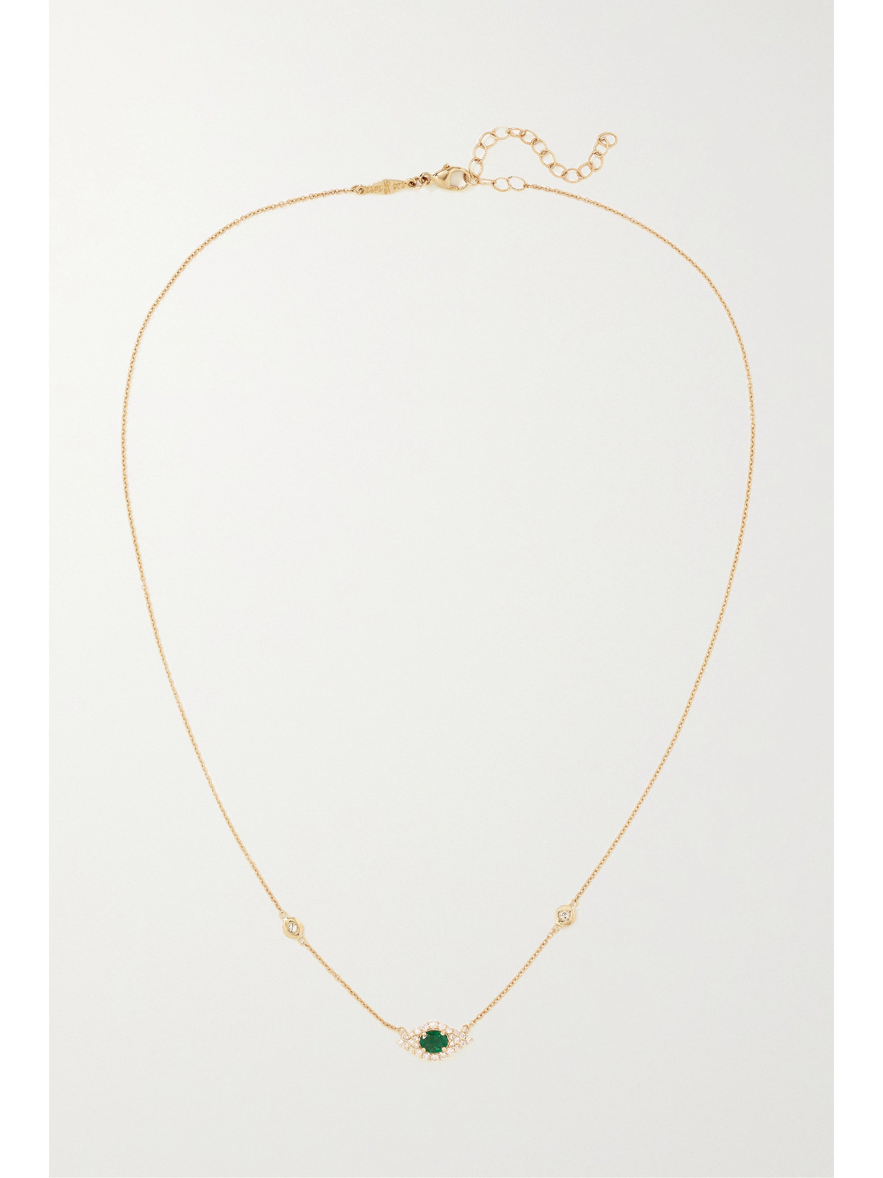 Shop Jacquie Aiche 14-karat Gold, Emerald And Diamond Necklace