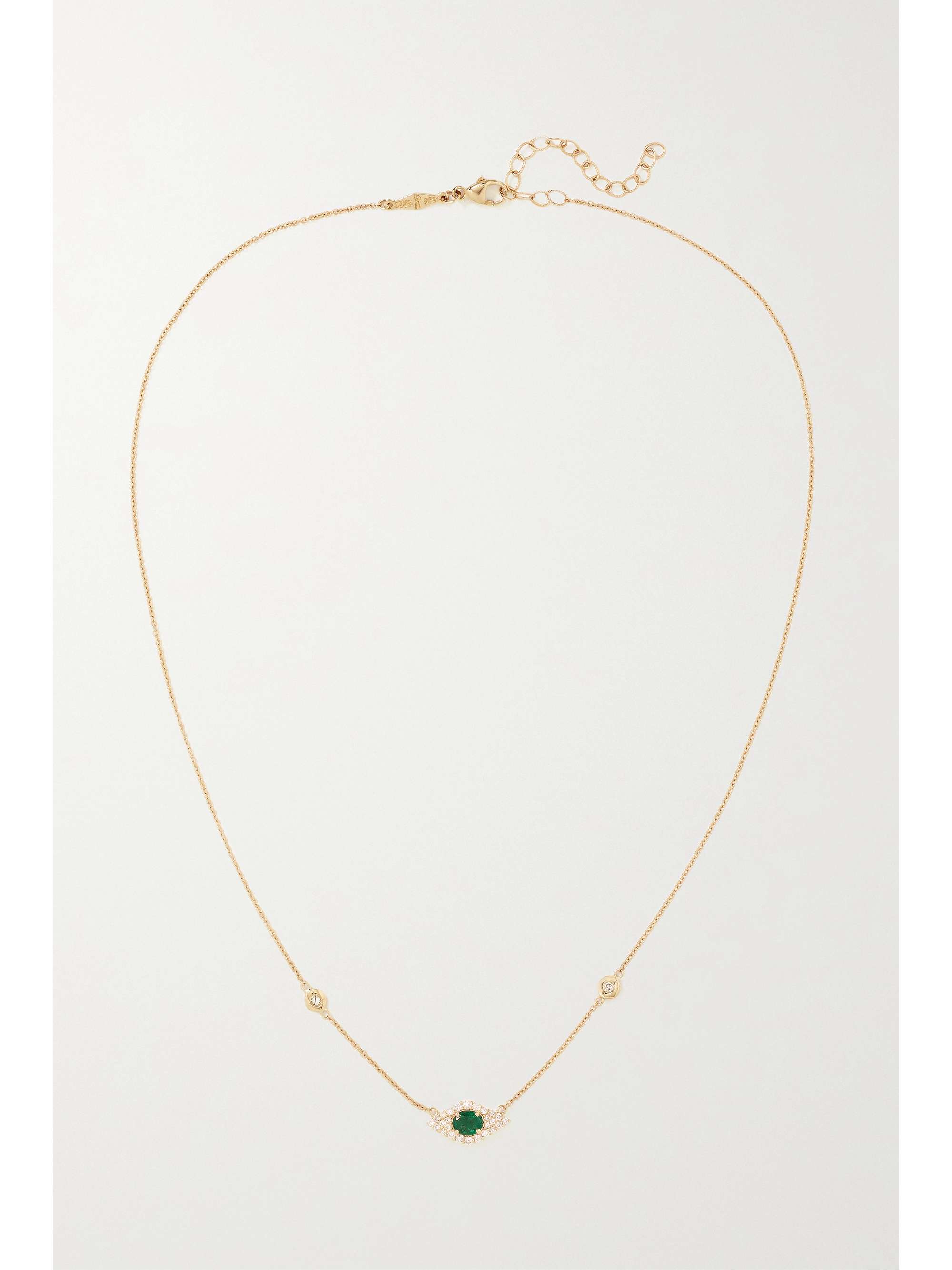 JACQUIE AICHE 14-karat gold, emerald and diamond necklace