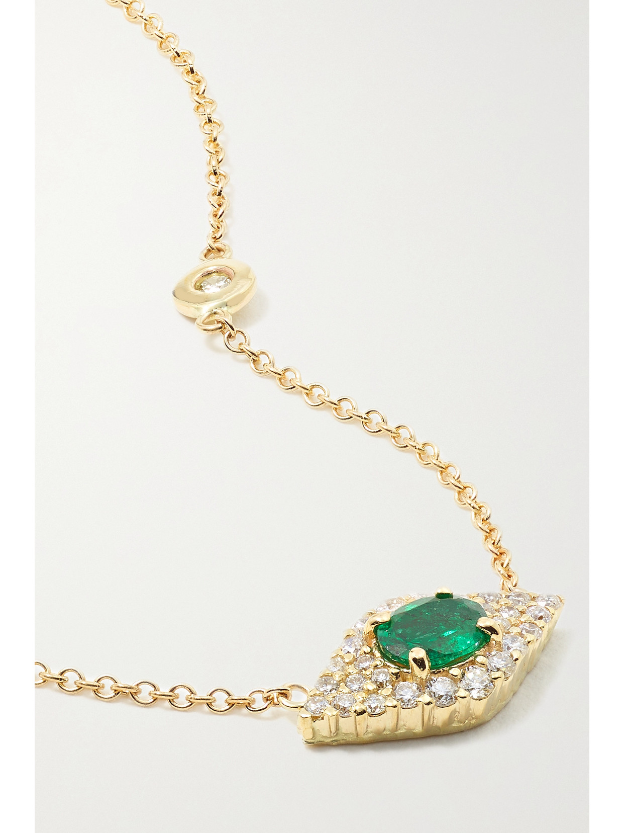 Jacquie Aiche 14-karat Gold, Emerald And Diamond Necklace