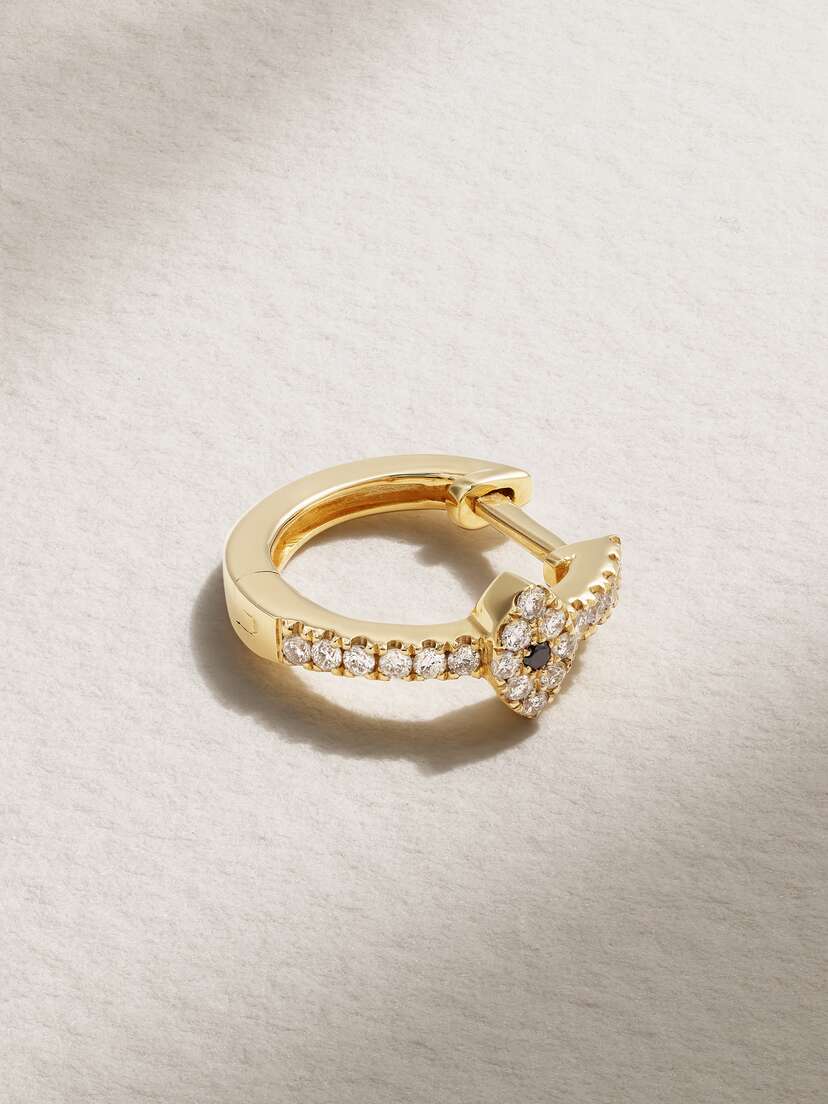 Jacquie Aiche 14-karat Gold Diamond Single Hoop Earring