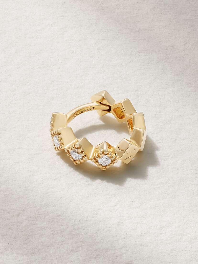 Jacquie Aiche 14-karat Gold Diamond Single Hoop Earring