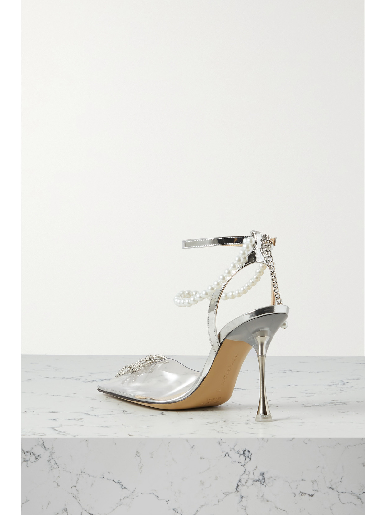 Mach&mach Matilda Embellished Pvc And Mirrored-leather Pumps In Neutrals
