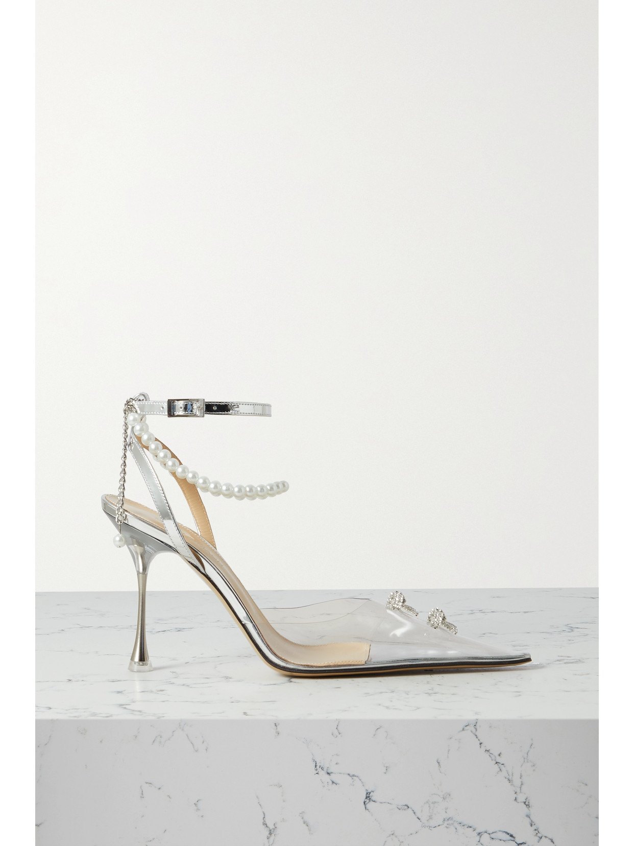 MACH & MACH - Matilda Embellished Pvc And Mirrored-leather Pumps - Neutrals