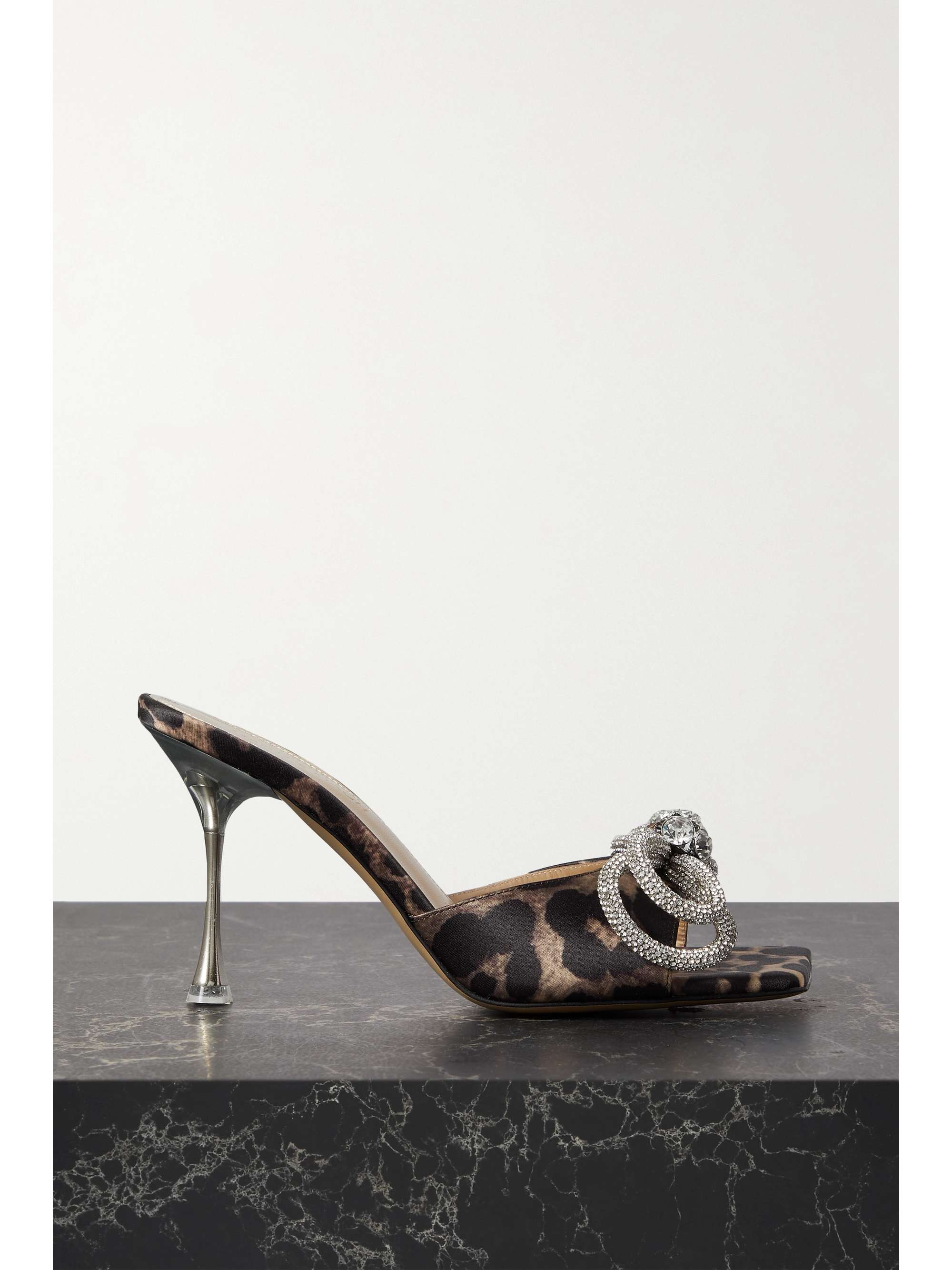 cow print double bow sandals