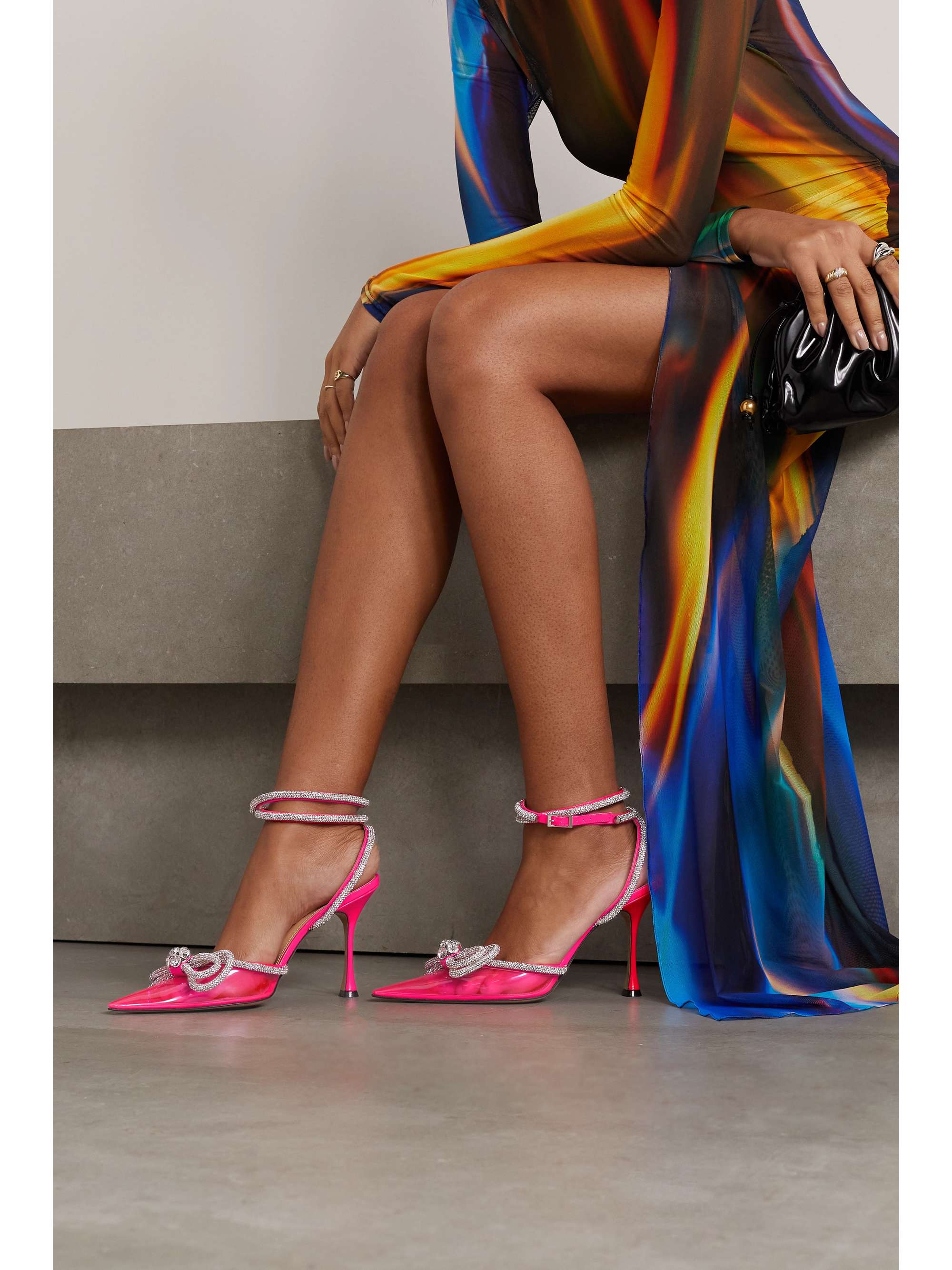 double bow crystal pumps