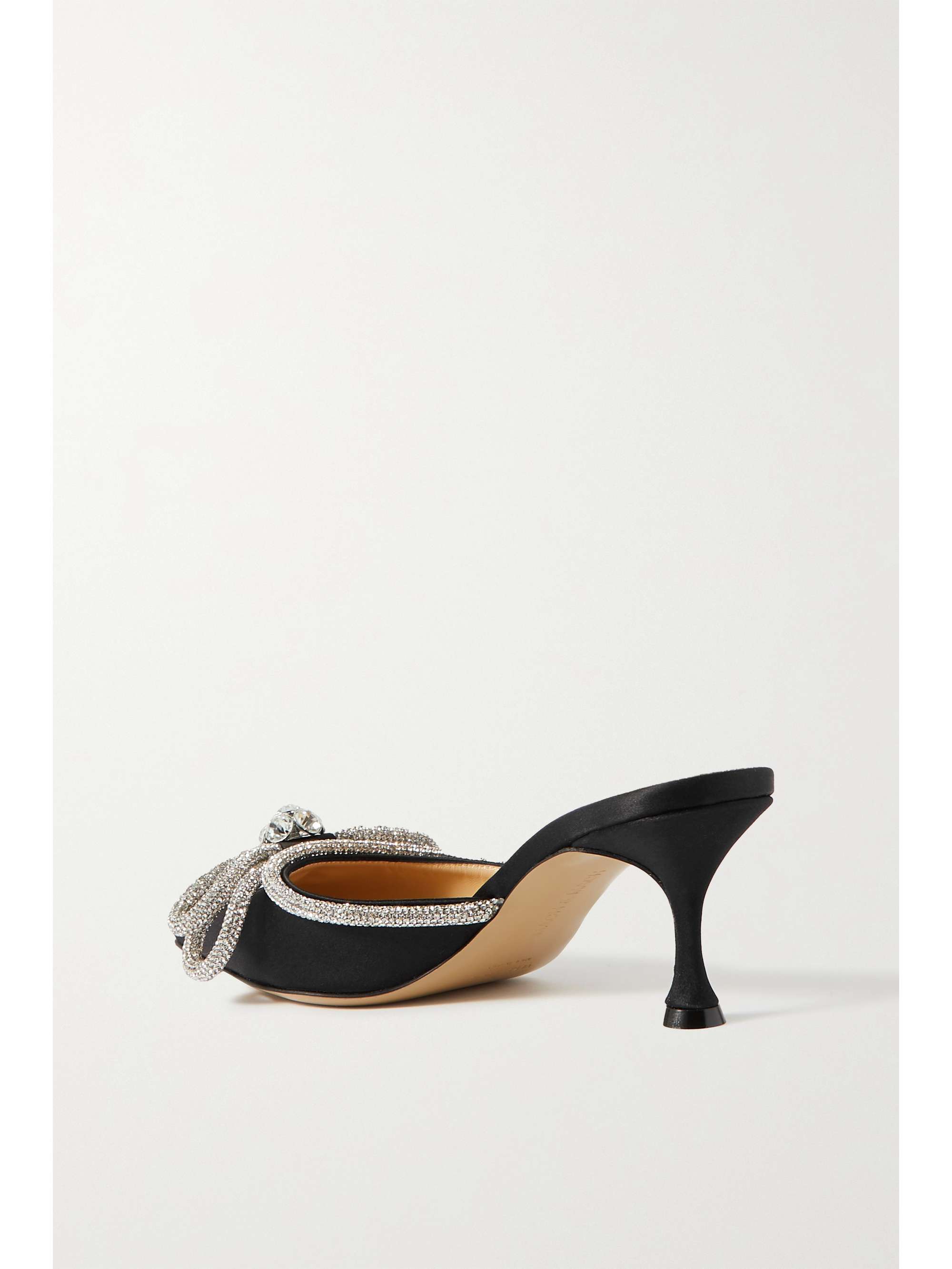 MACH & MACH Double Bow crystal-embellished satin mules