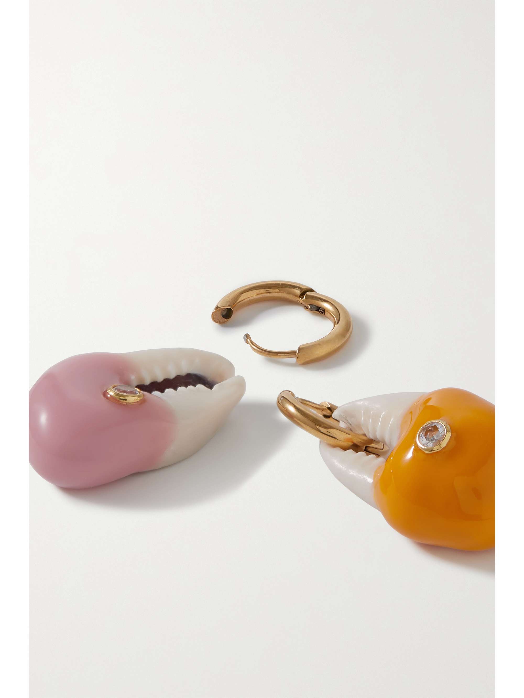 ÉLIOU Frances gold-plated, shell and cubic zirconia earrings