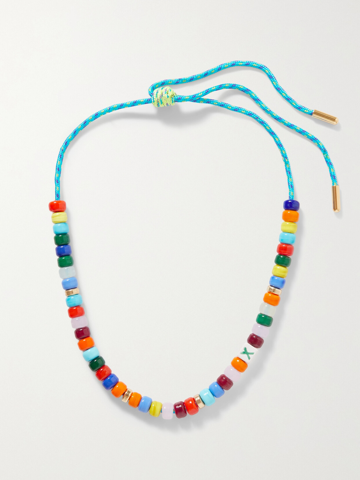 Shop Eliou Buzio Cord, Bead And Gold-plated Necklace In Blue