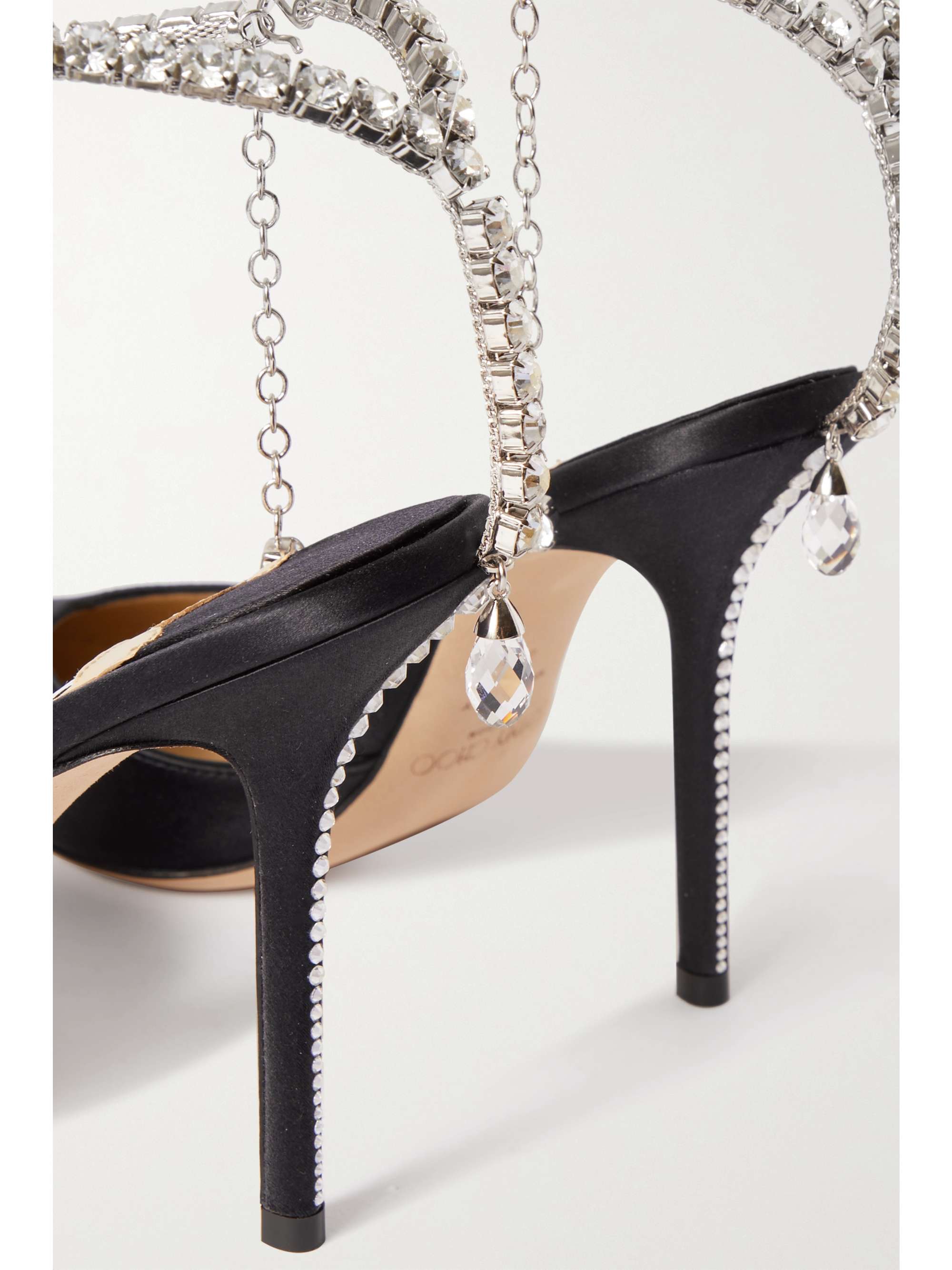 JIMMY CHOO Saeda 100 crystal-embellished satin pumps