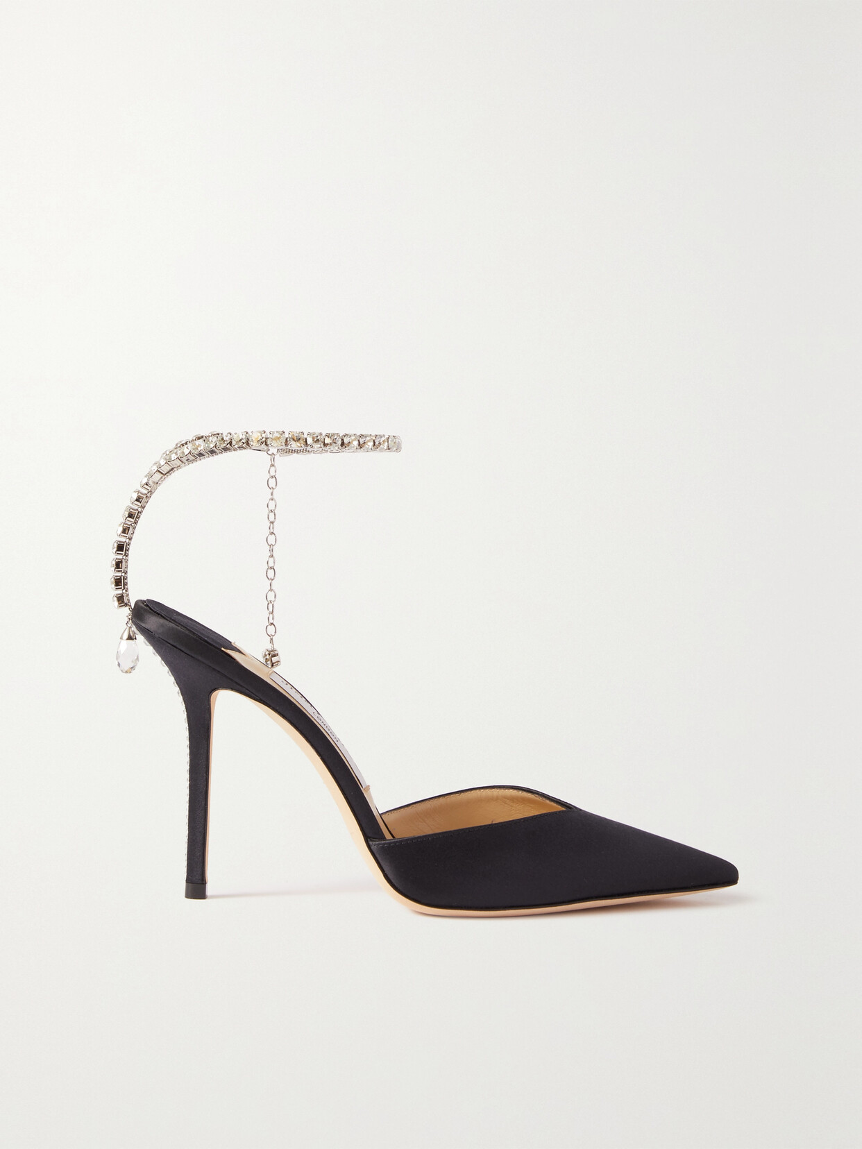 Jimmy Choo - Saeda 100 Crystal-embellished Satin Pumps - Navy