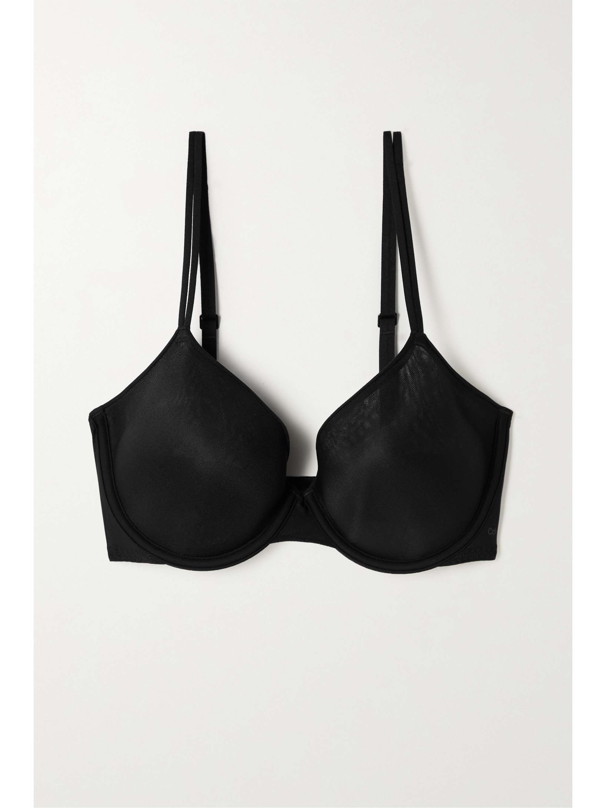 Black Stretch-tulle underwired T-shirt 