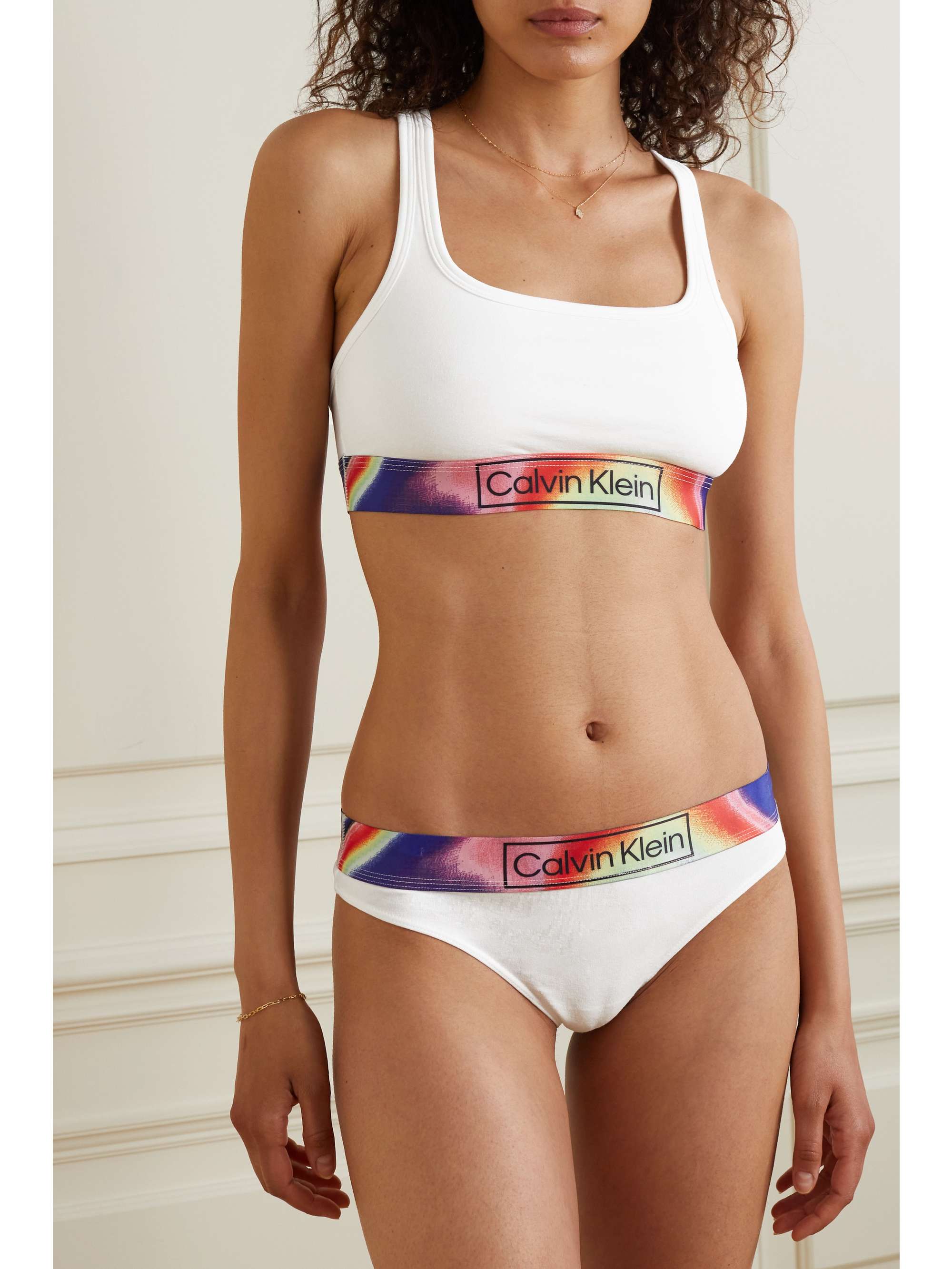 White Reimagined Heritage Pride printed stretch-cotton jersey thong | CALVIN  KLEIN UNDERWEAR | NET-A-PORTER