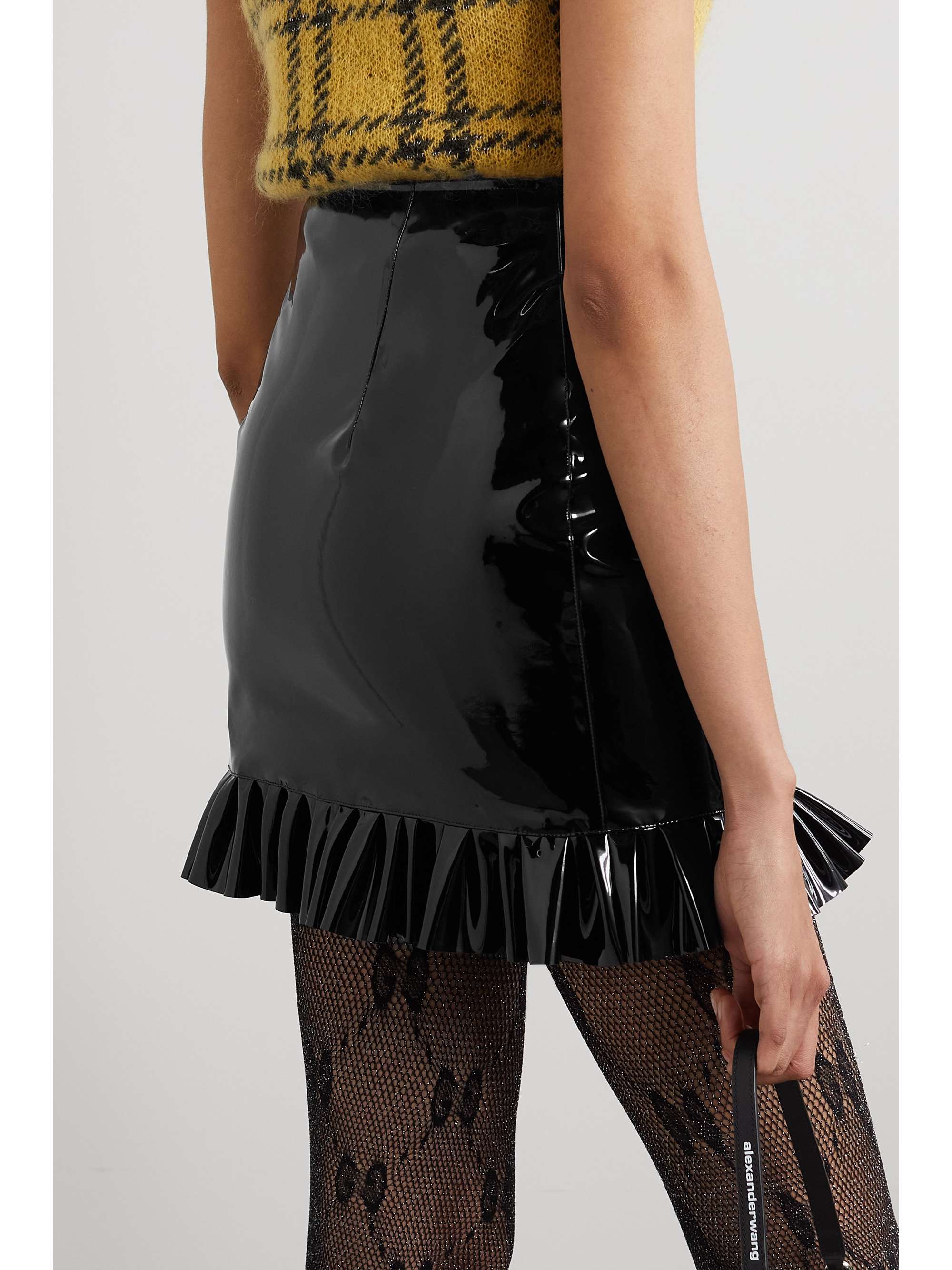 ALESSANDRA RICH Ruffled vinyl mini skirt