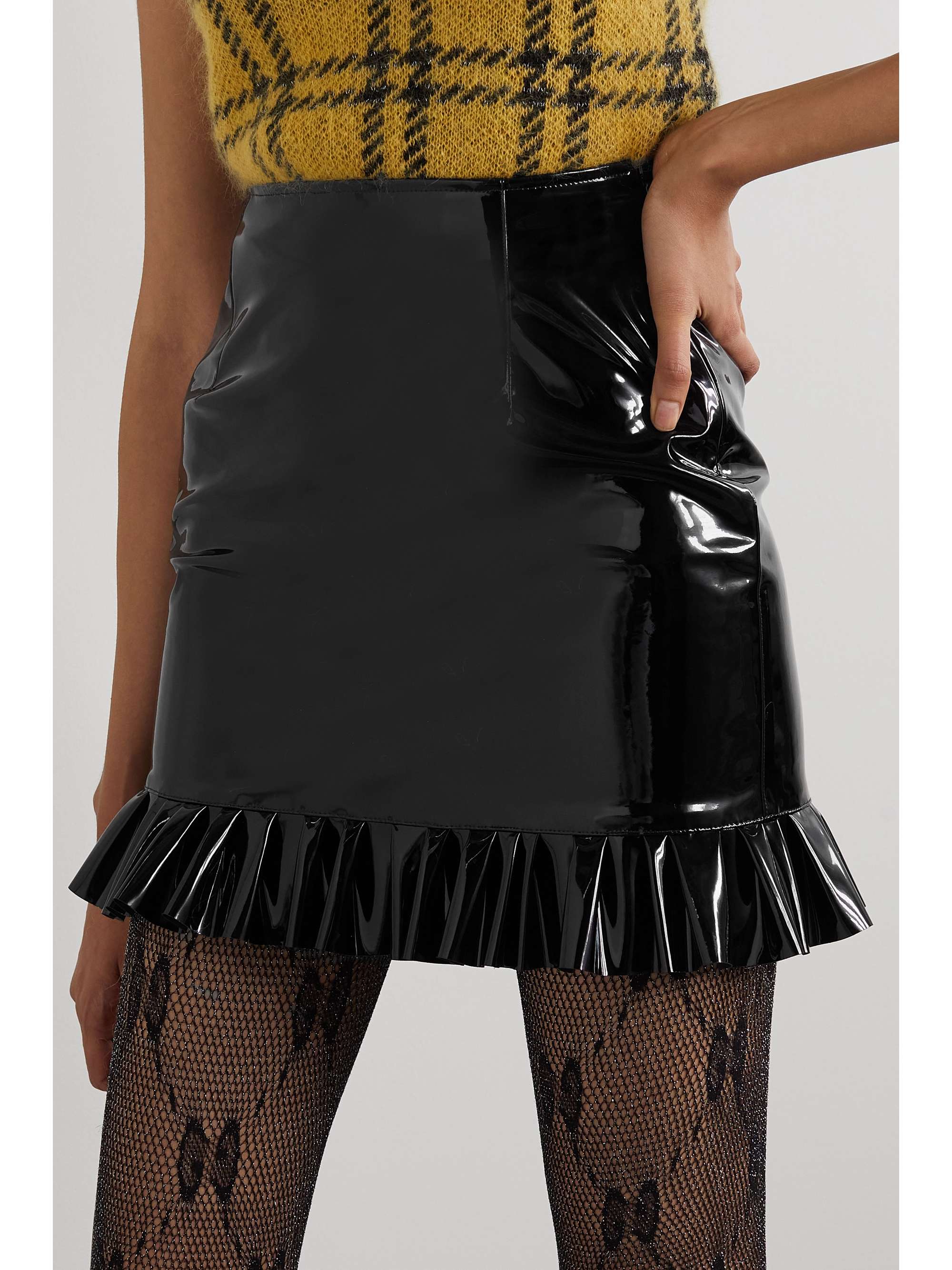 ALESSANDRA RICH Ruffled vinyl mini skirt