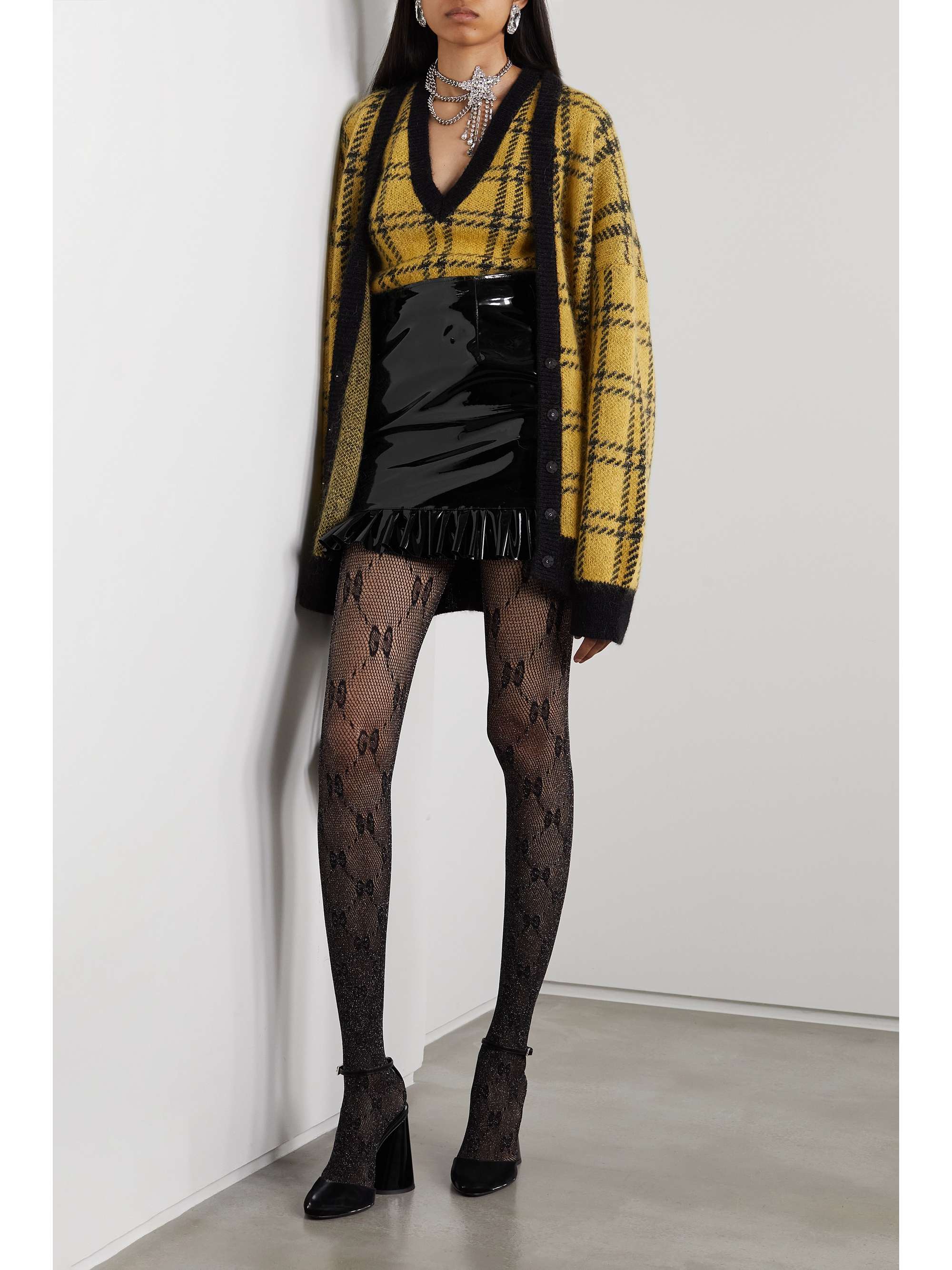 ALESSANDRA RICH Ruffled vinyl mini skirt