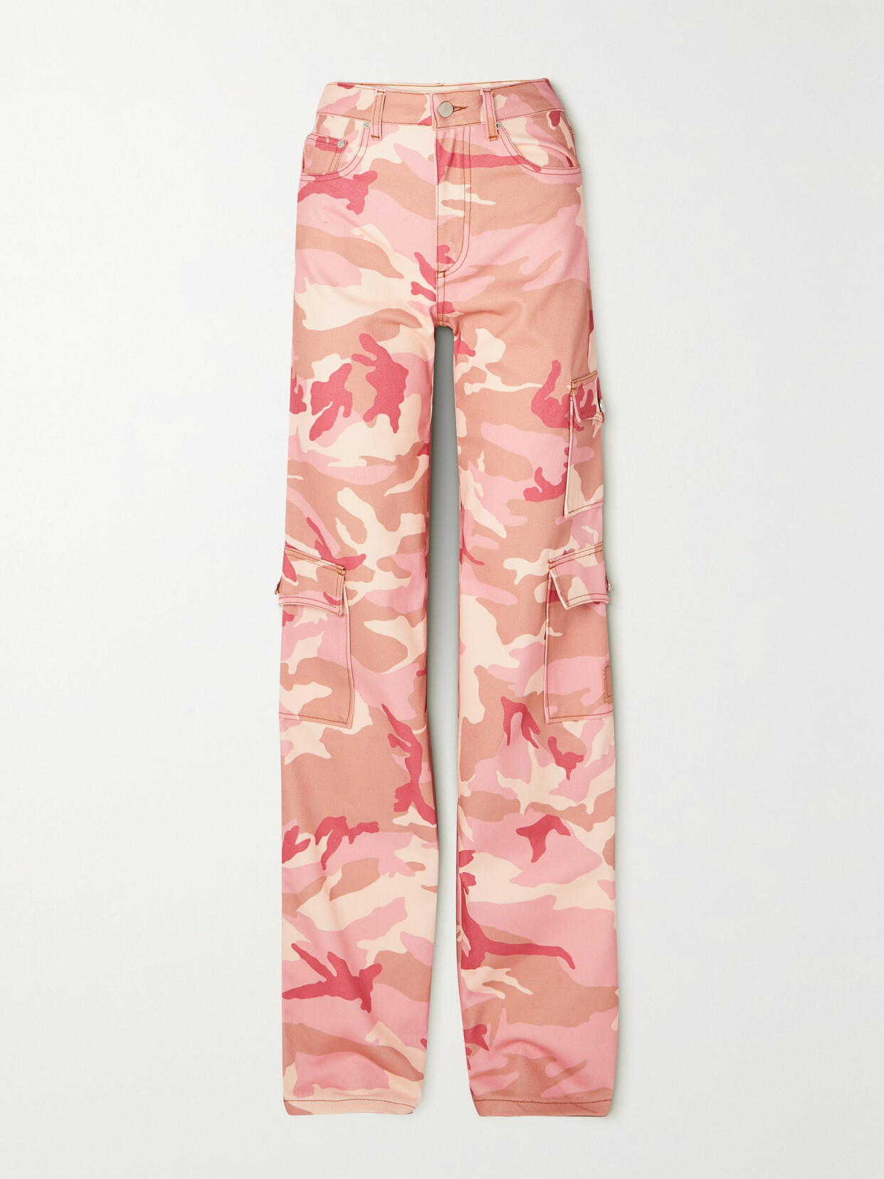 Alessandra Rich Camouflage-print Cotton-gabardine Straight-leg Cargo Pants