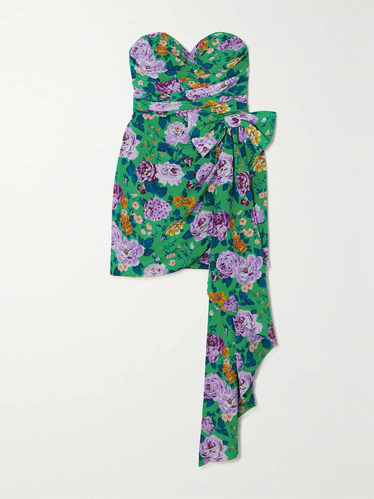 Alessandra Rich - Strapless Bow-detailed Floral-print Silk Mini Dress - Green 22 Awaiting product image