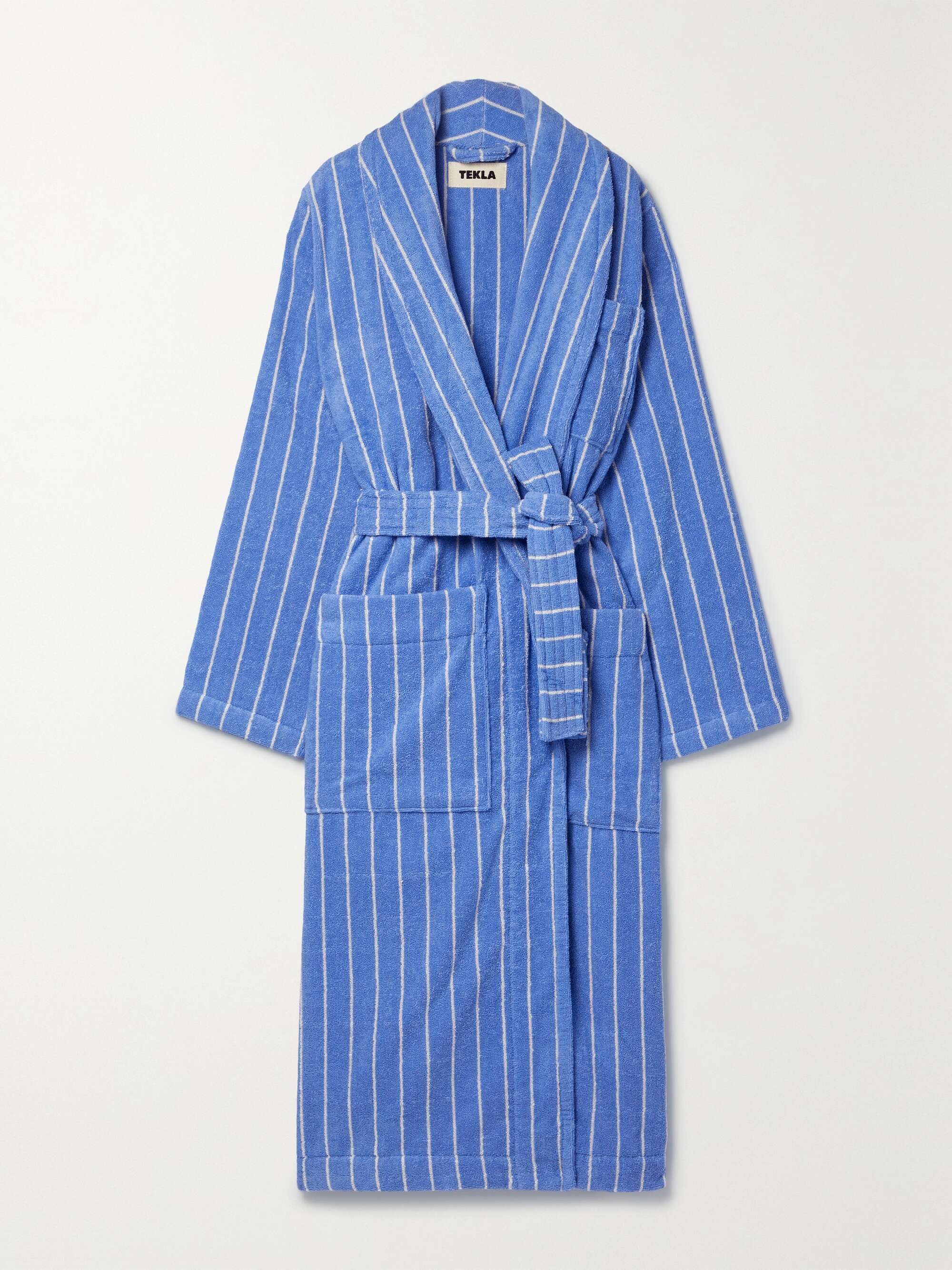 TEKLA Striped organic cotton-terry robe | NET-A-PORTER