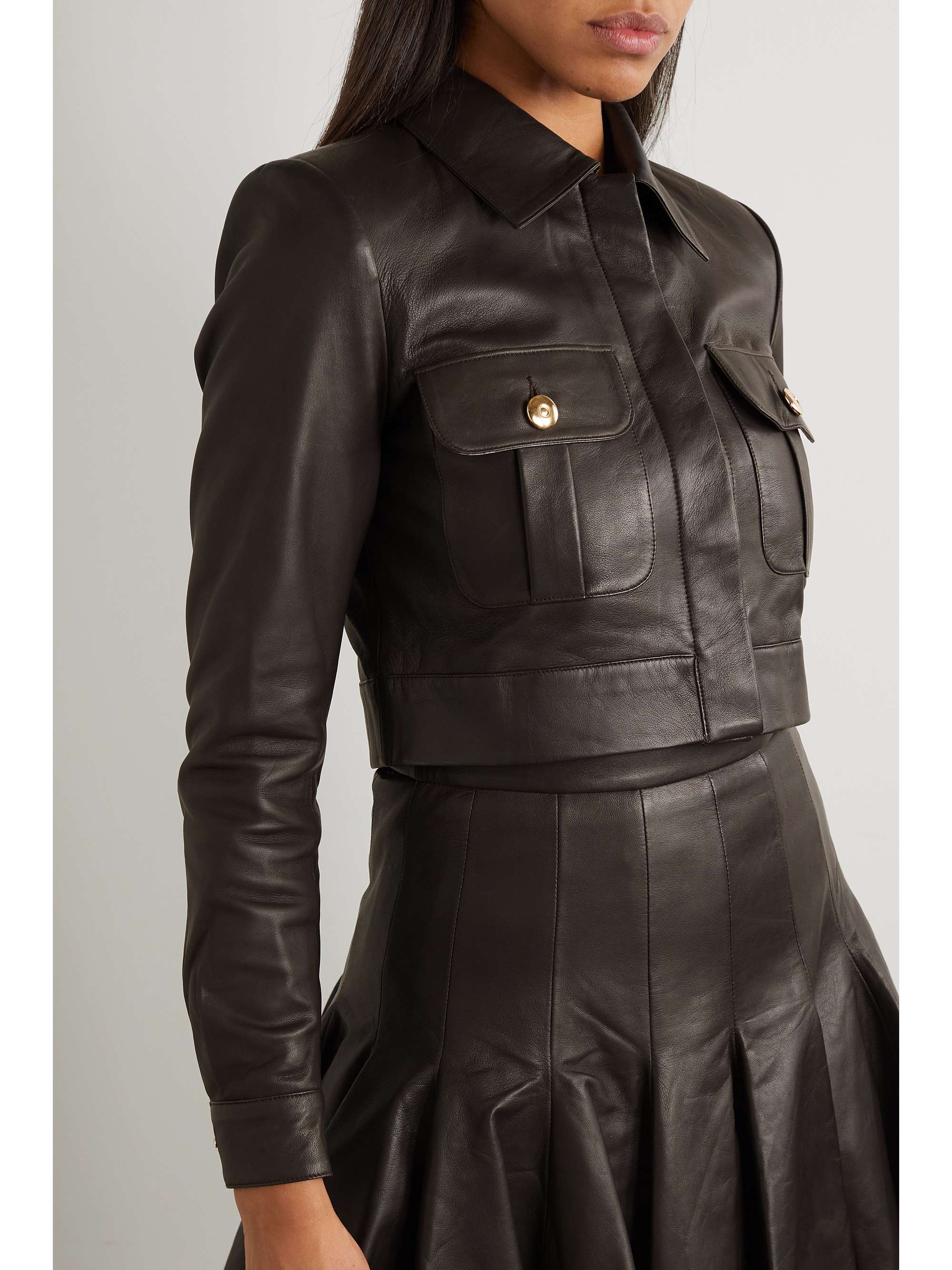SERGIO HUDSON Cropped leather jacket