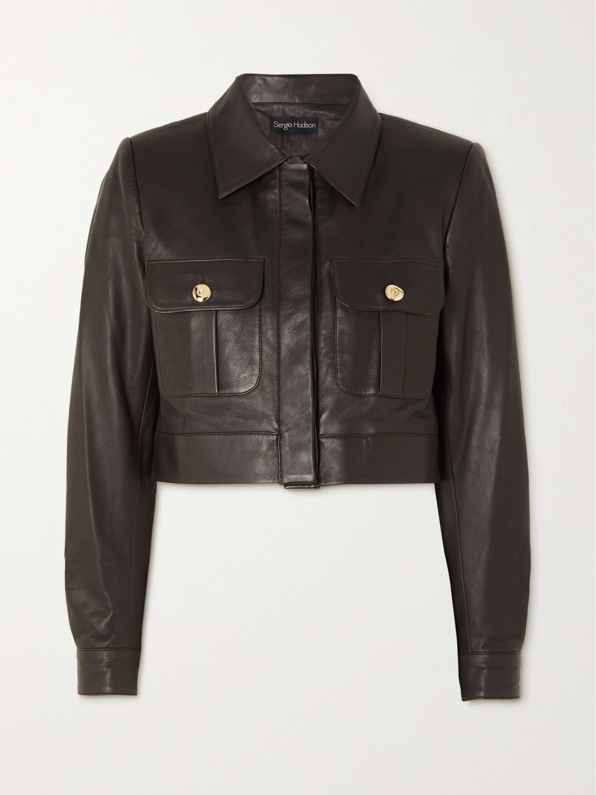 SERGIO HUDSON Cropped leather jacket | NET-A-PORTER